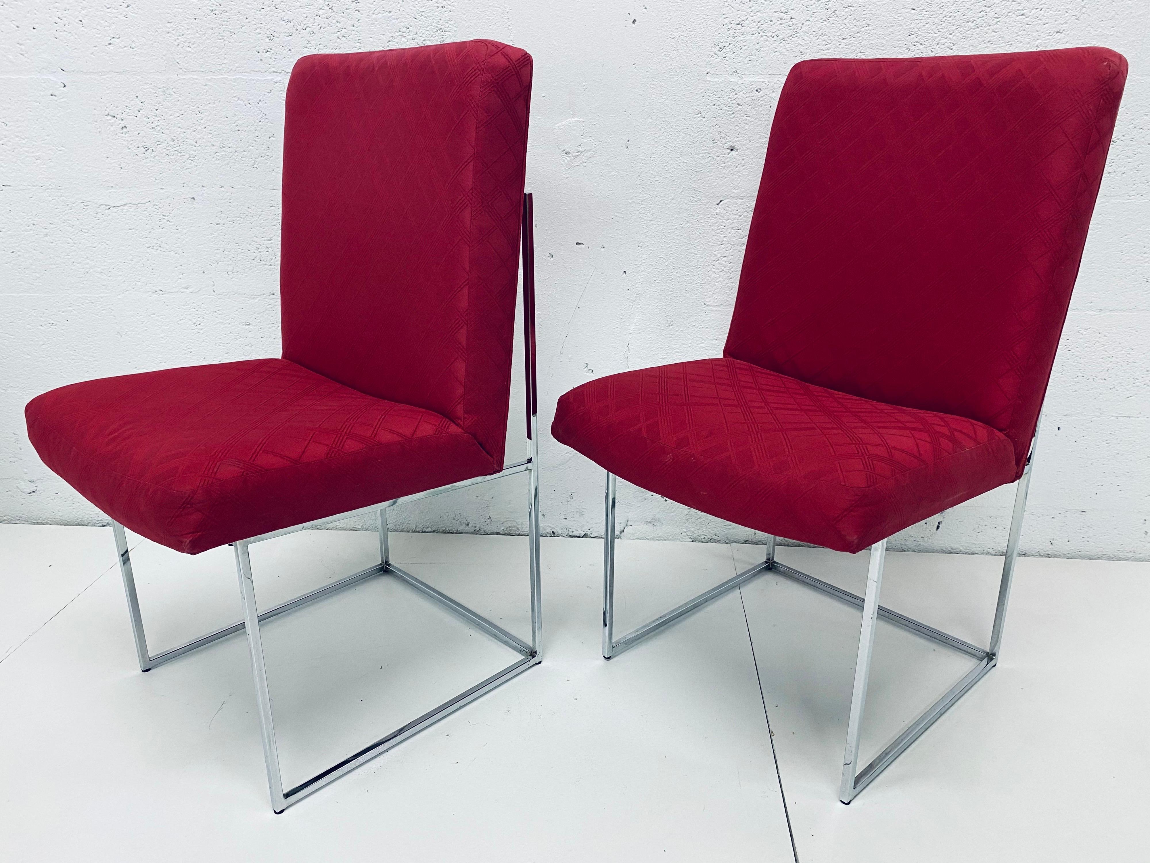Milo Baughman Thin-Line Chrome Dining Chairs for Thayer Coggin, a Pair 1