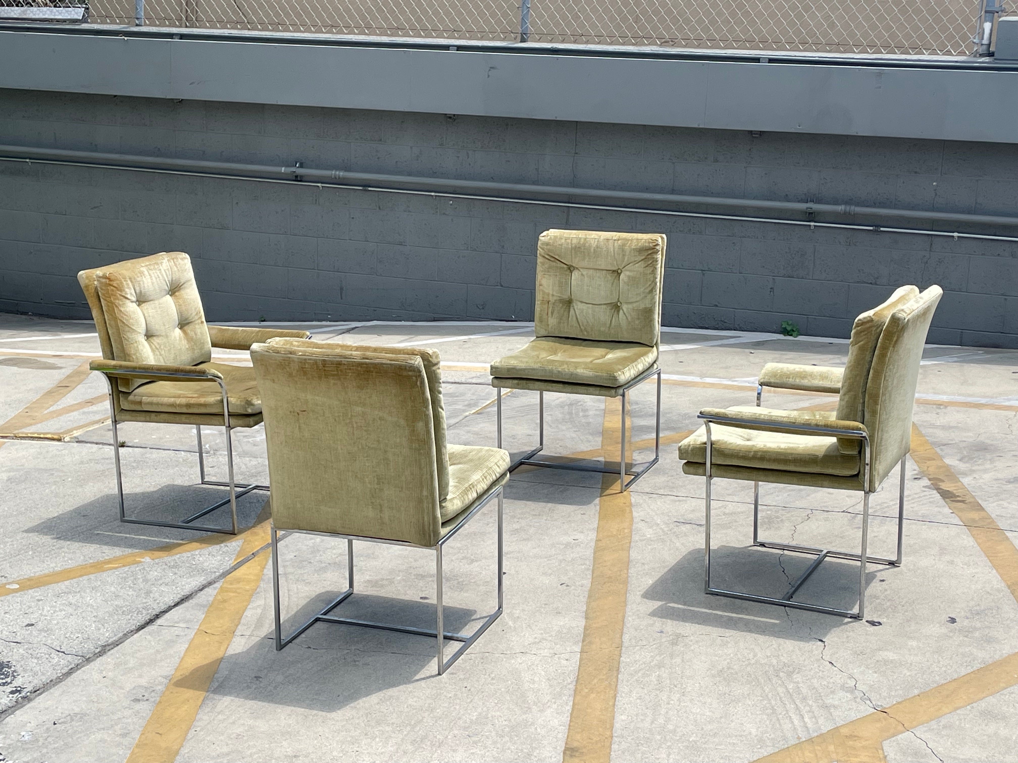 Milo Baughman Thin Line Chrome Dining Chairs for Thayer Coggin, Set of 4 4