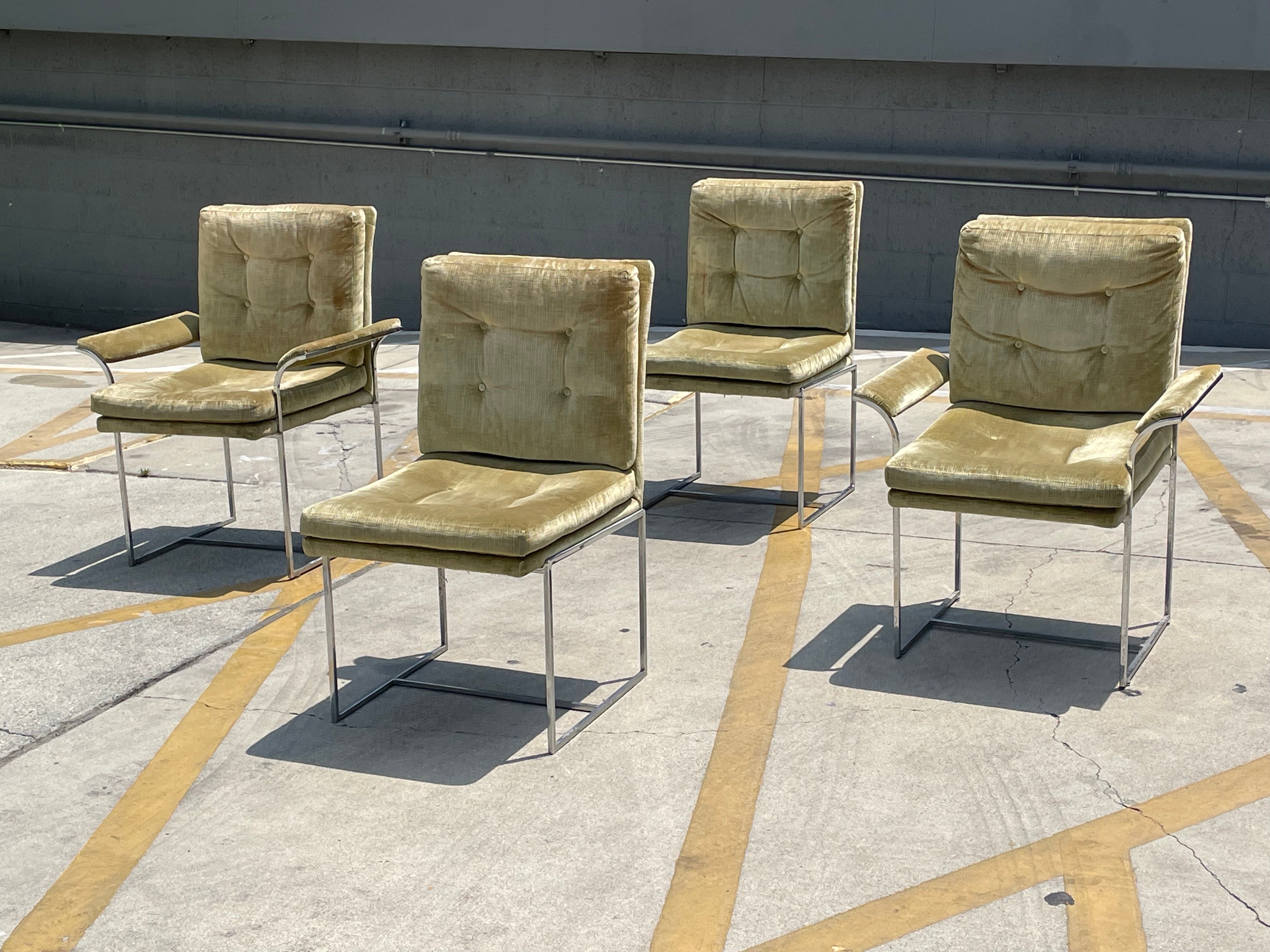 Milo Baughman Thin Line Chrome Dining Chairs for Thayer Coggin, Set of 4 5