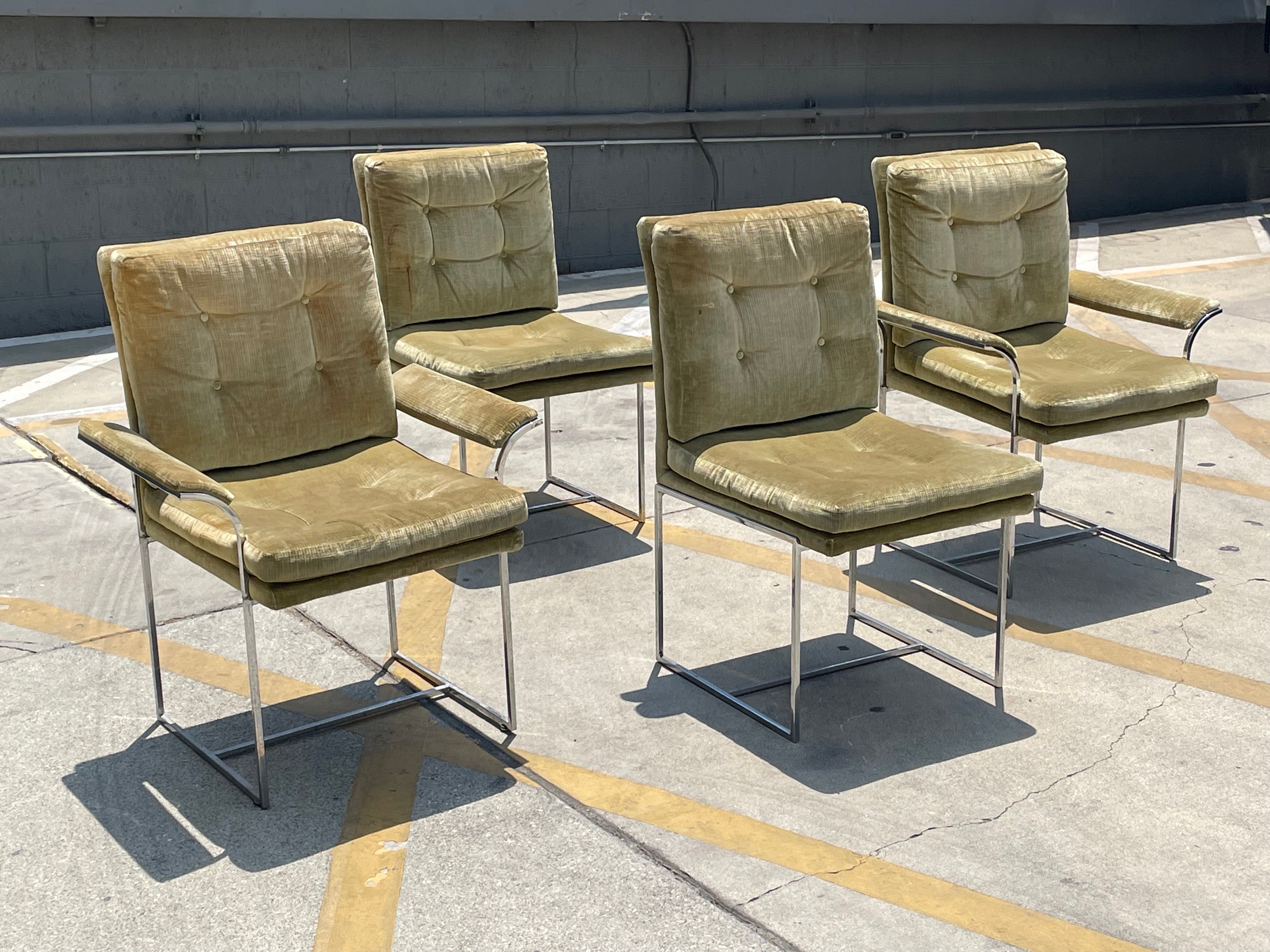 Milo Baughman Thin Line Chrome Dining Chairs for Thayer Coggin, Set of 4 6
