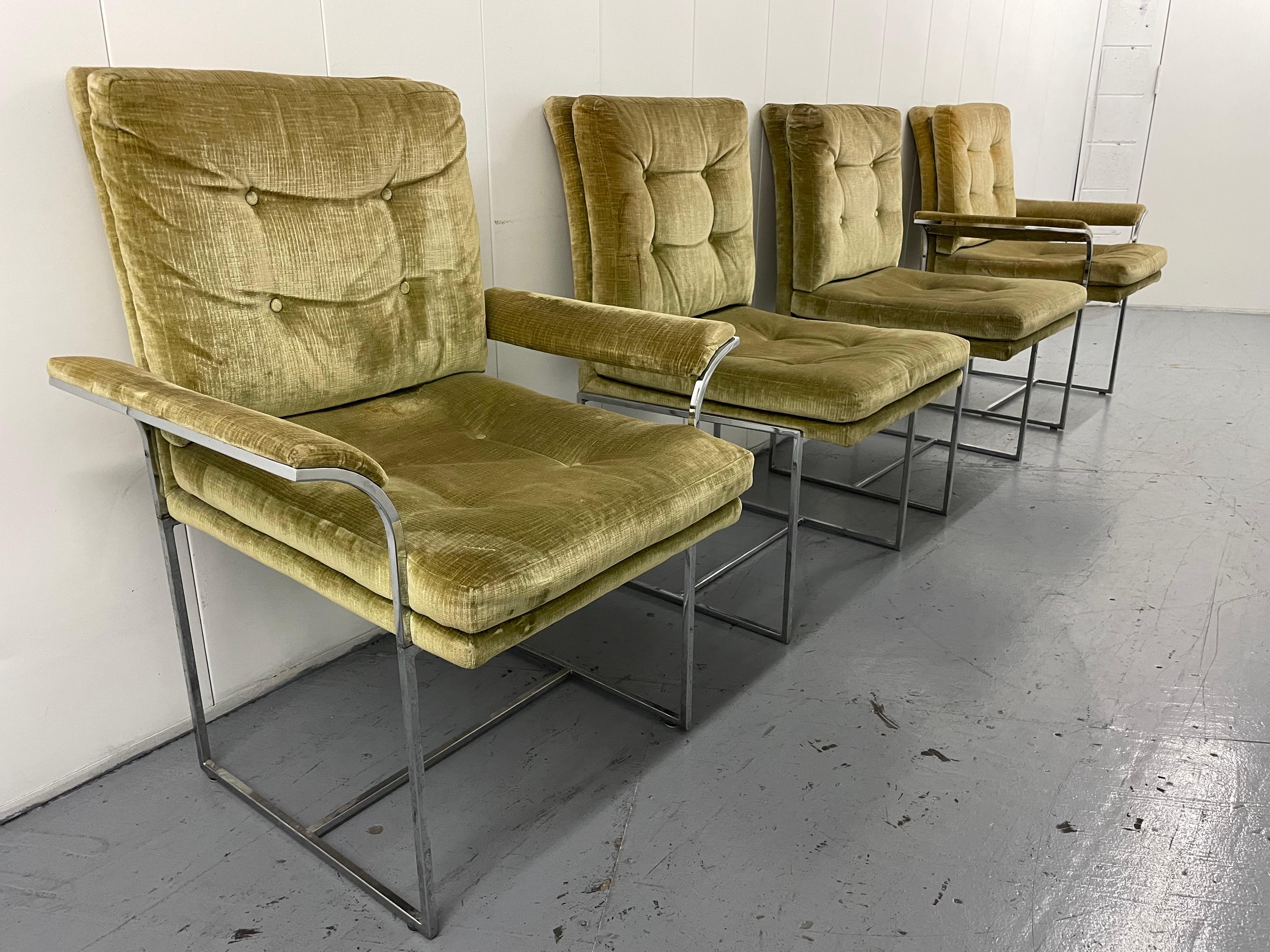Milo Baughman Thin Line Chrome Dining Chairs for Thayer Coggin, Set of 4 7