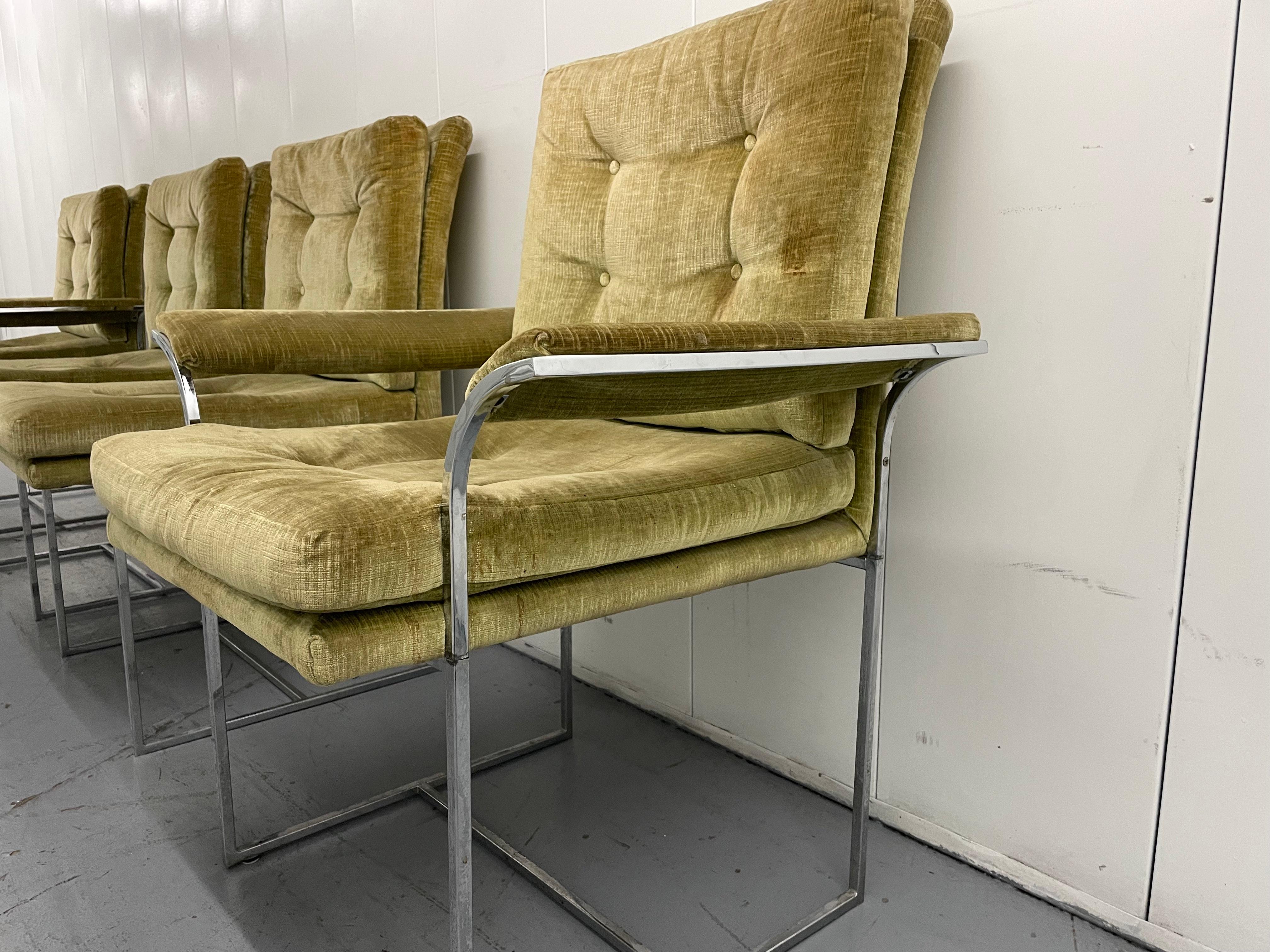 Milo Baughman Thin Line Chrome Dining Chairs for Thayer Coggin, Set of 4 9
