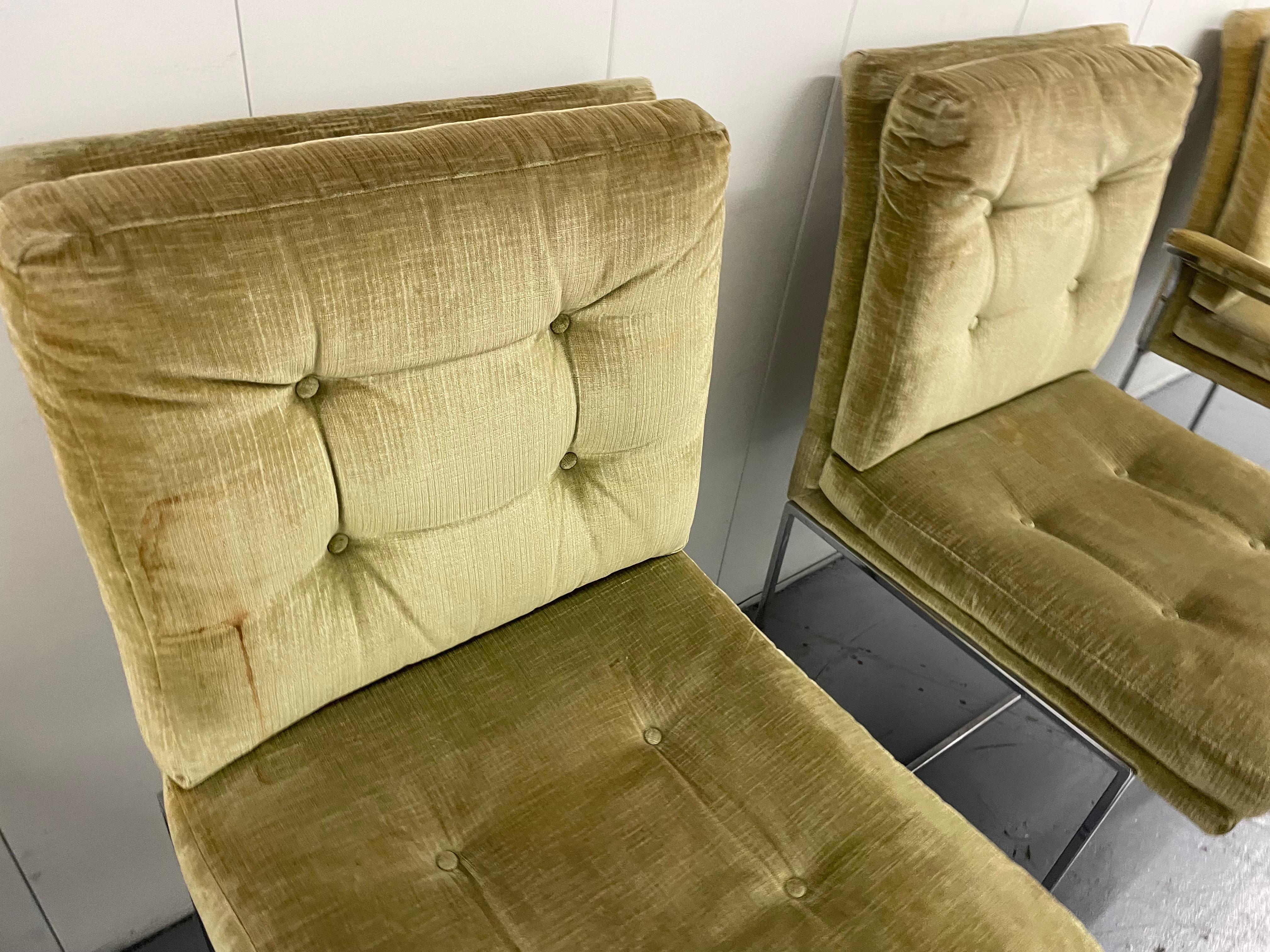 Milo Baughman Thin Line Chrome Dining Chairs for Thayer Coggin, Set of 4 In Good Condition In Los Angeles, CA