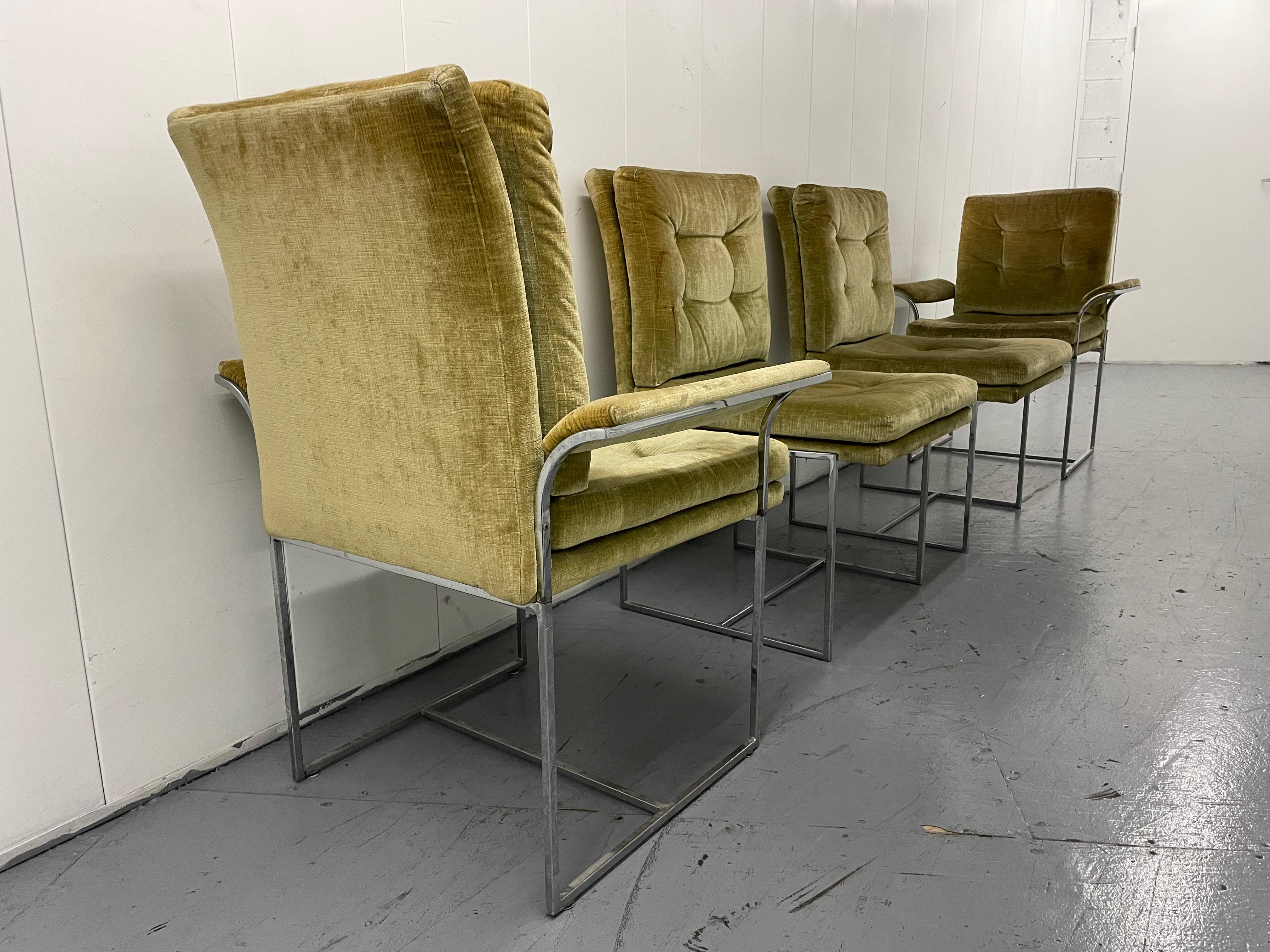 Milo Baughman Thin Line Chrome Dining Chairs for Thayer Coggin, Set of 4 2