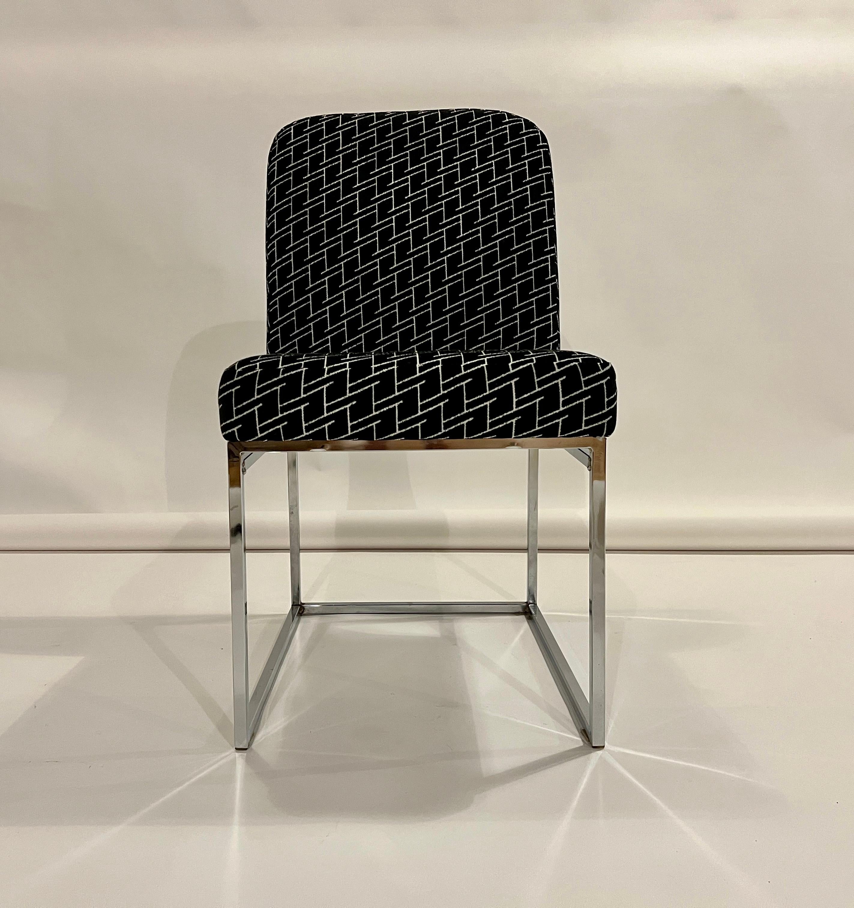 Milo Baughman Thin Line Chrome Dining Chairs, Set of 6 3