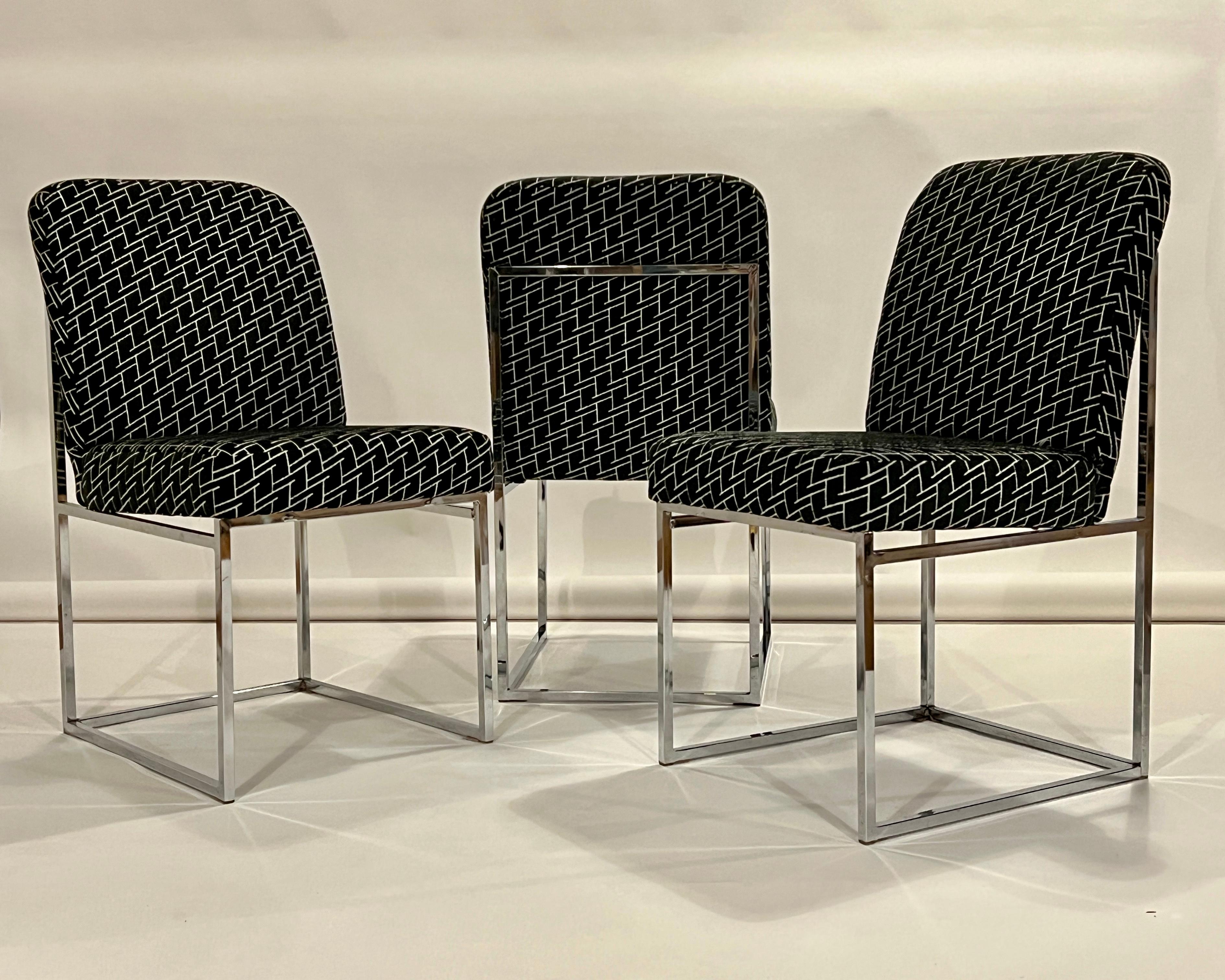 American Milo Baughman Thin Line Chrome Dining Chairs, Set of 6