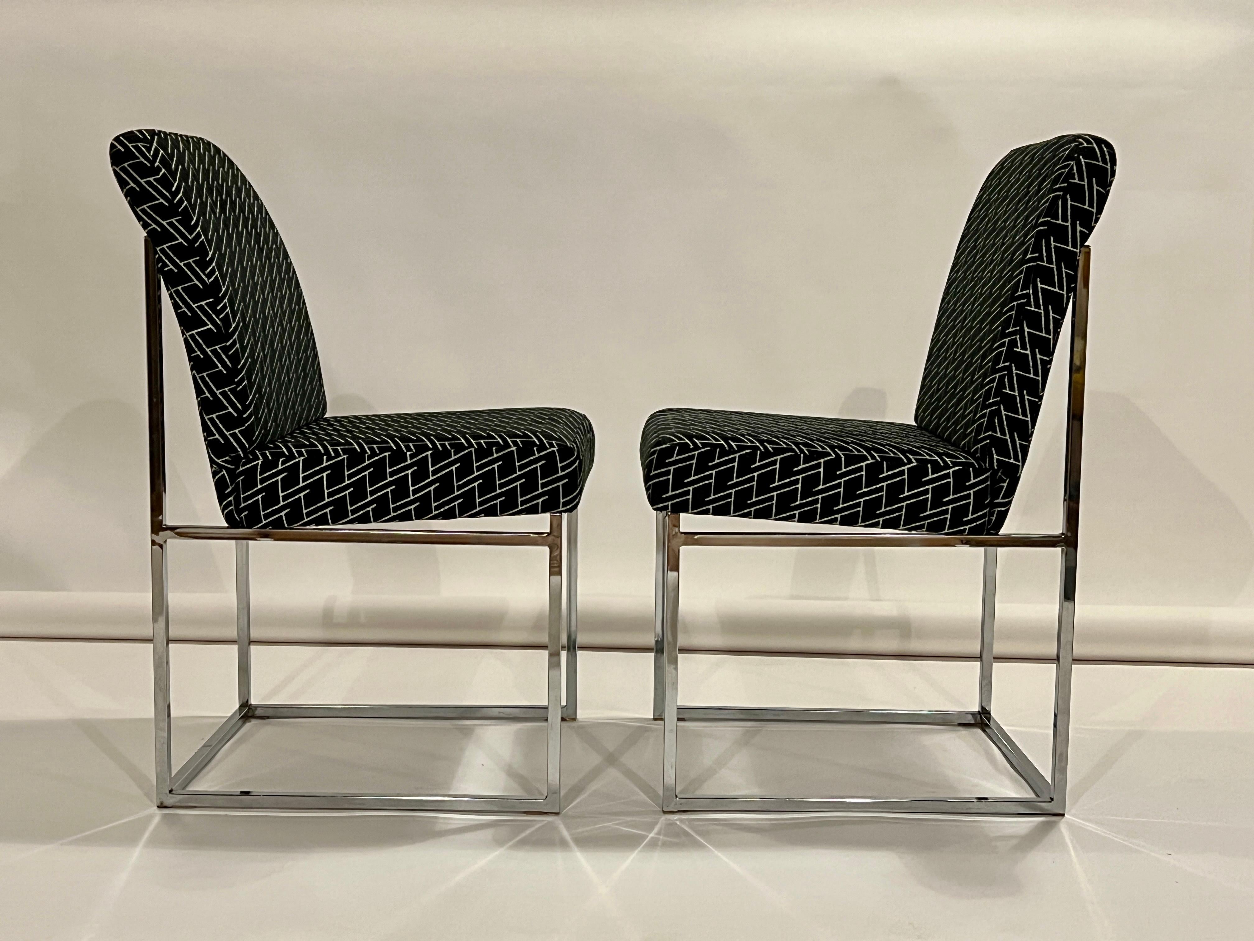 Late 20th Century Milo Baughman Thin Line Chrome Dining Chairs, Set of 6