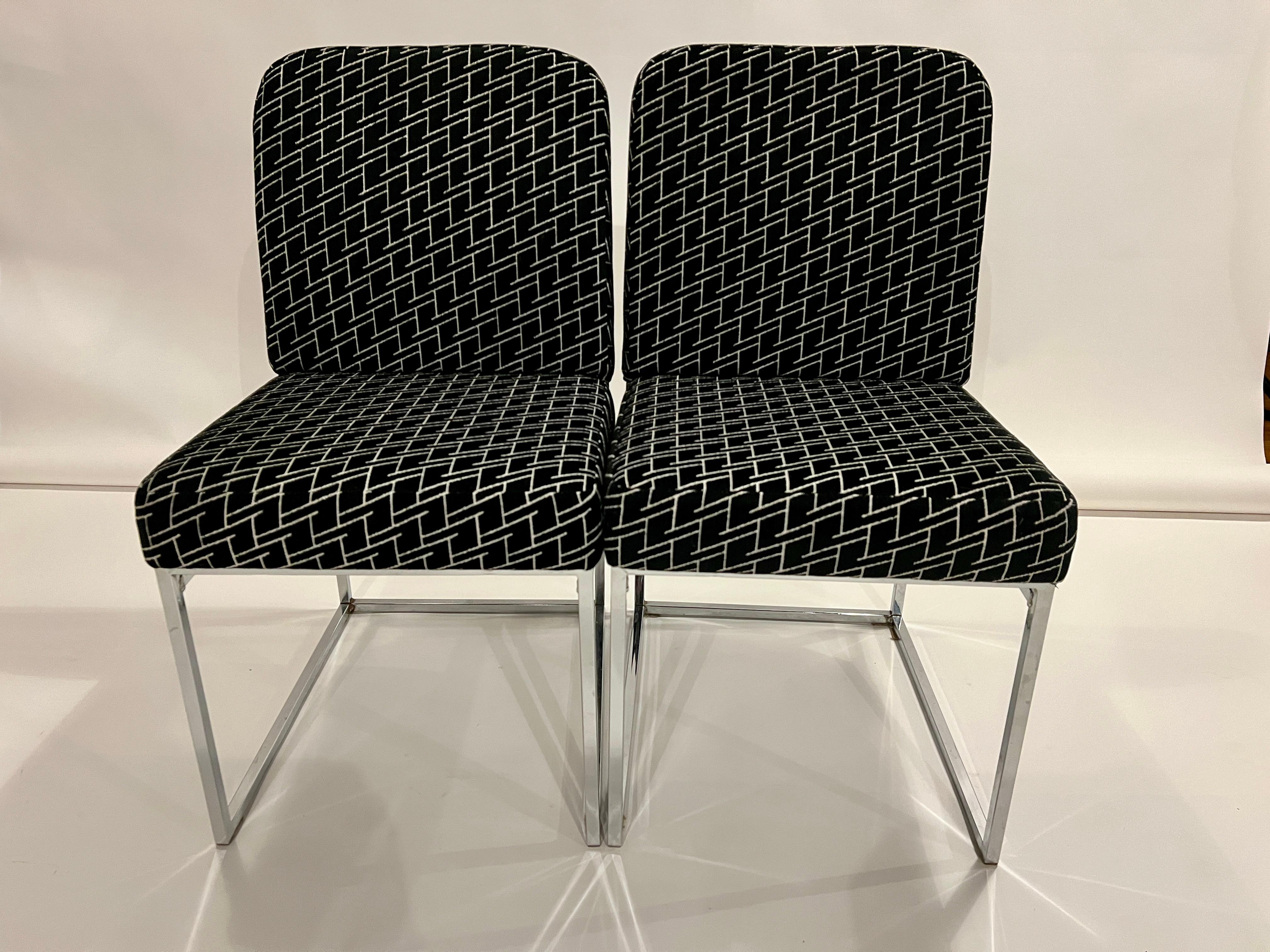 Milo Baughman Thin Line Chrome Dining Chairs, Set of 6 2