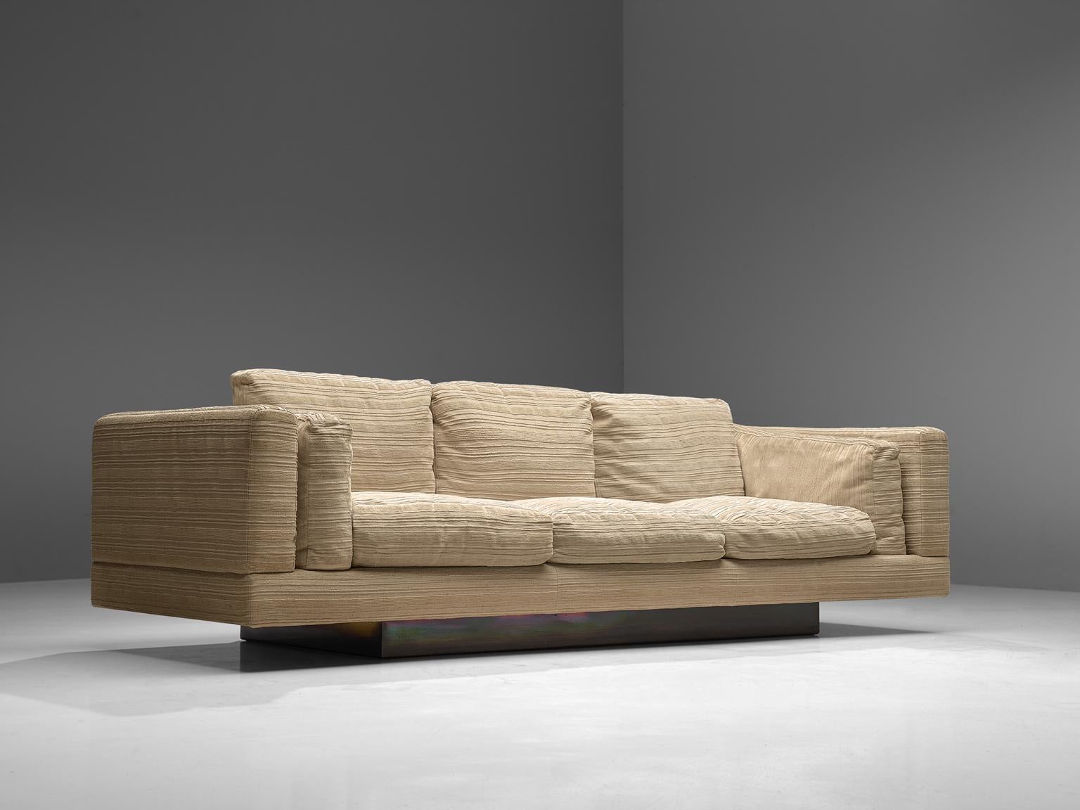 Mid-Century Modern Milo Baughman Three-Seat Sofa with Metal Base