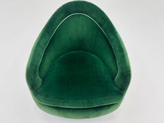 Milo Baughman Tilt Swivel Chair in Green Velvet. Newly Reupholstered.