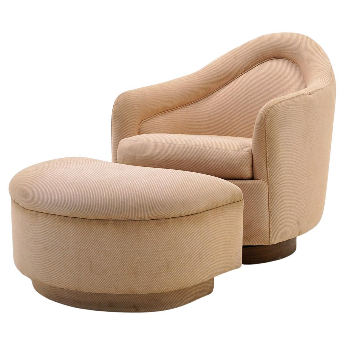 Milo Baughman Tilt Swivel Chair & Ottoman for Thayer Coggin.  Priced for Redo..