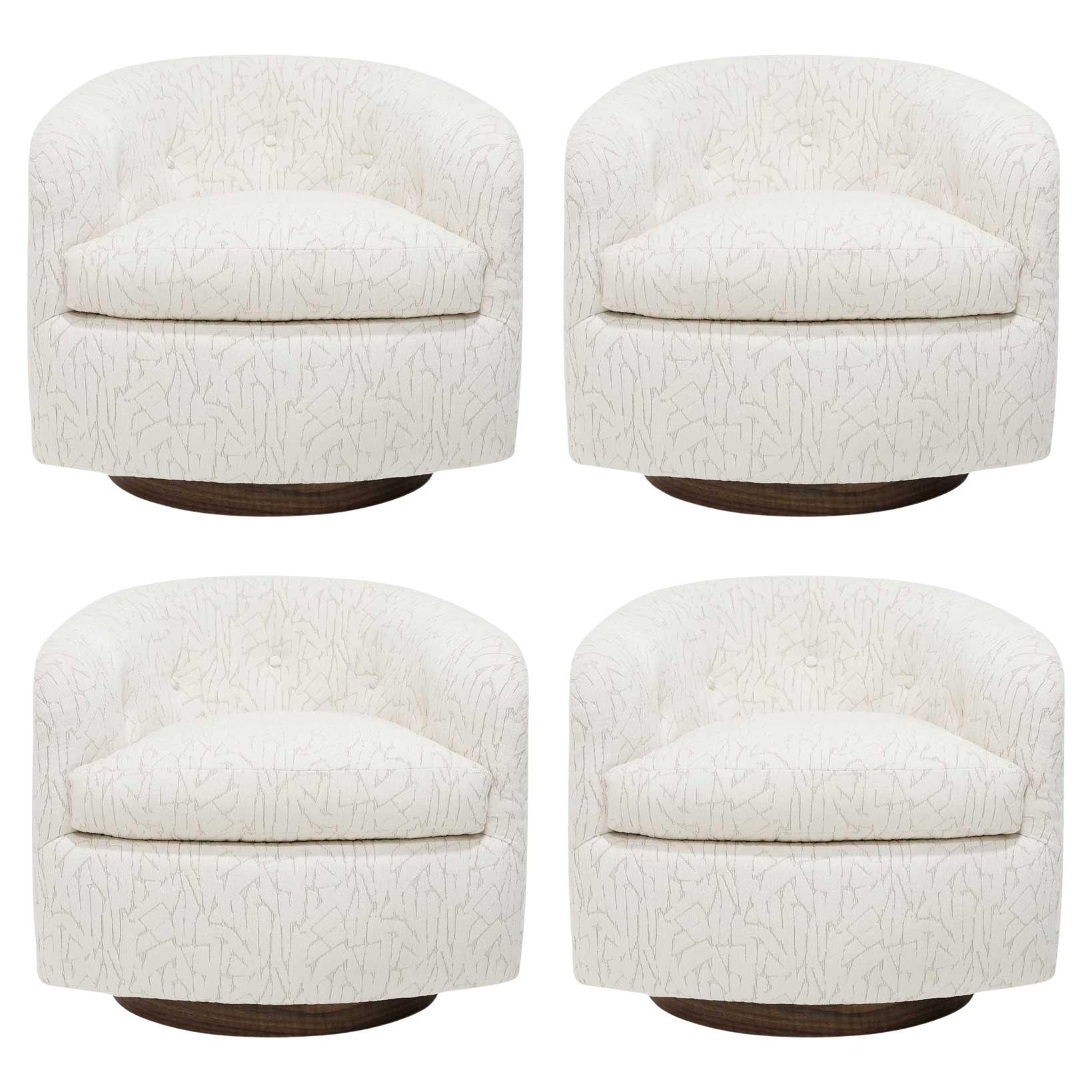 Milo Baughman Tilt Swivel Lounge Chairs in Jessica Charles