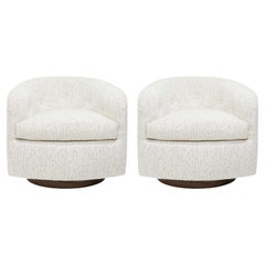 Milo Baughman Tilt Swivel Lounge Chairs in Jessica Charles