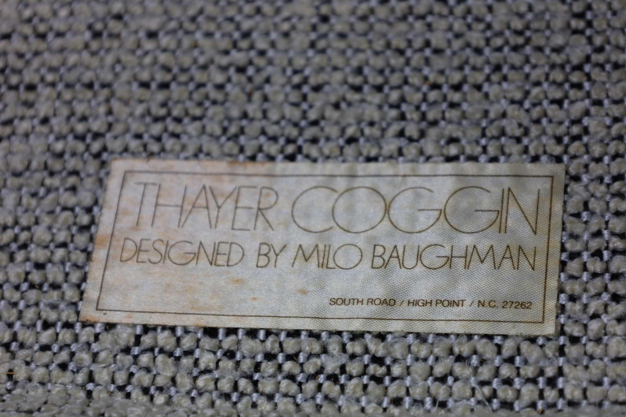Milo Baughman Tilt/Swivel Lounge Chairs in Black & White Nubby Upholstery 4