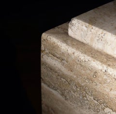 Milo Baughman Travertine Plinth Monolith Stone Cubic Coffee Table 1969