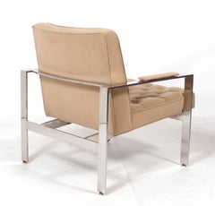 Milo Baughman Tufted Chrome Lounge Chair Reupholstered In Your Fabric