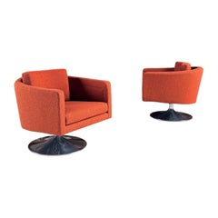 Milo Baughman Tulip Base Swivel / Tilt Lounge Chairs for Thayer Coggin, c.1970