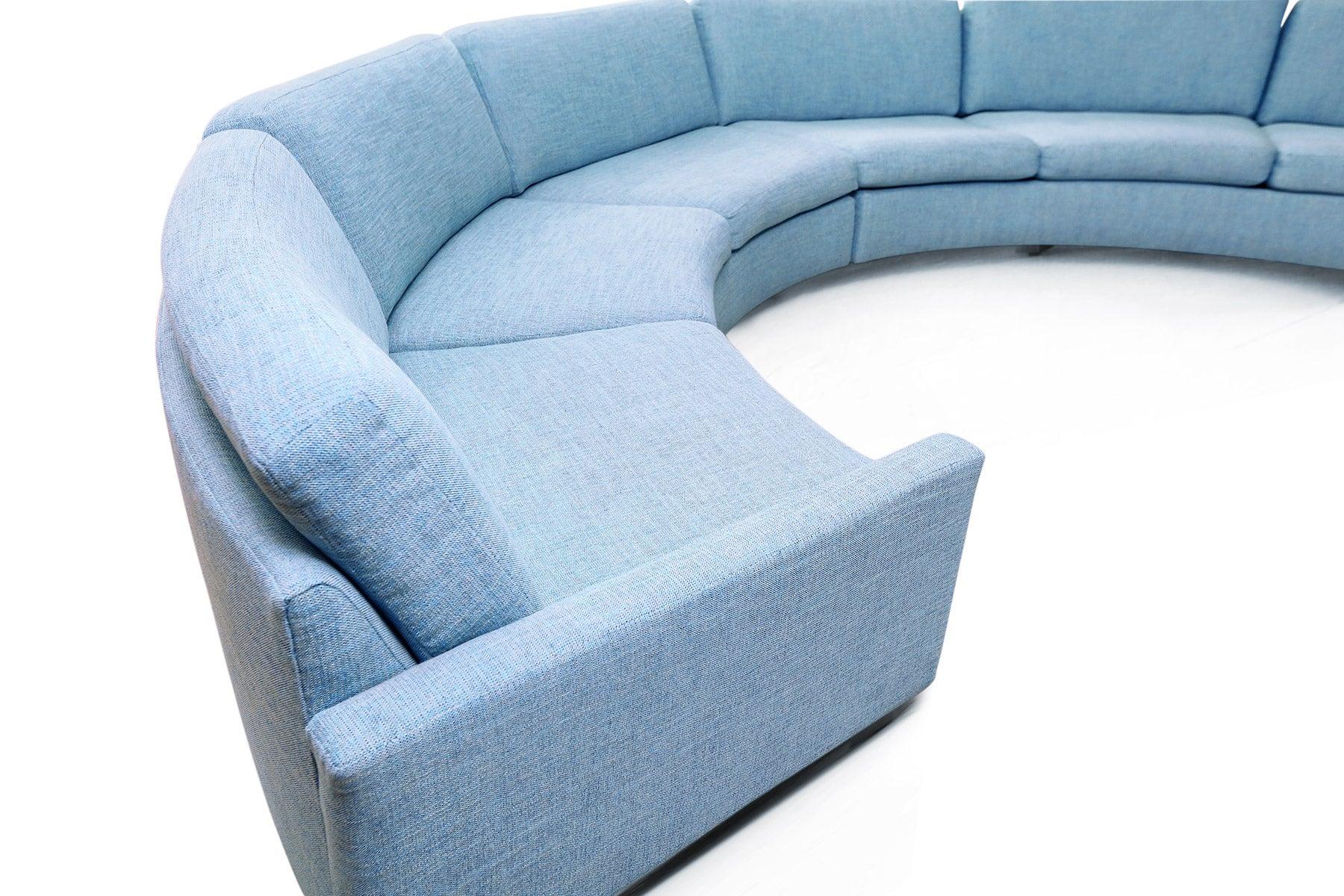 Upholstery Milo Baughman Turquoise Aqua Semi Circular Sectional Sofa for Thayer Coggin