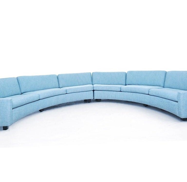 Milo Baughman Turquoise Aqua Semi Circular Sectional Sofa for Thayer Coggin In Good Condition For Sale In Saint Louis, MO