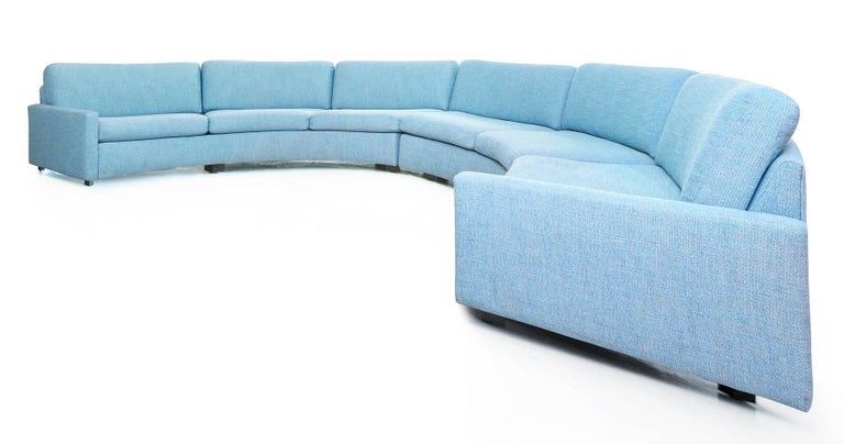 Milo Baughman Turquoise Aqua Semi Circular Sectional Sofa for Thayer Coggin For Sale 2
