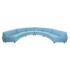 Vintage Milo Baughman Turquoise Aqua Semi Circular Sectional Sofa for Thayer Coggin