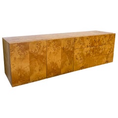 Milo Baughman Style Zweiteiliges schwebendes Wurzelholz-Credenza