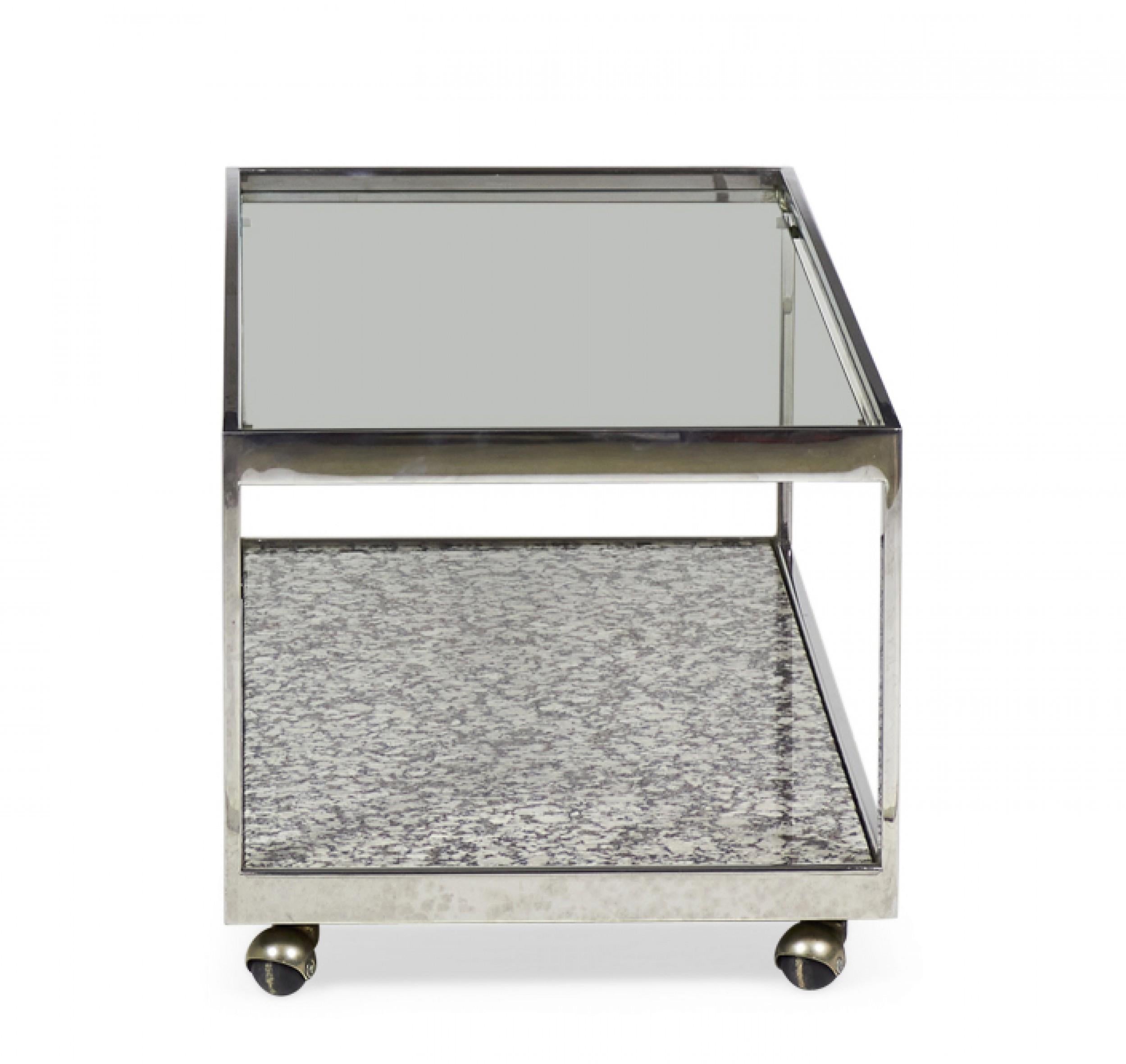 Milo Baughman Table Cocktail / Café à deux niveaux en chrome et marbre Bon état - En vente à Queens, NY