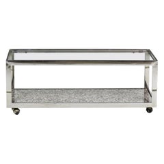Milo Baughman Two Tier Chrome and Marble Cocktail / Coffee Table