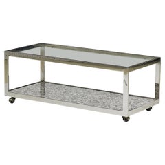 Milo Baughman Two Tier Chrome and Marble Cocktail / Coffee Table