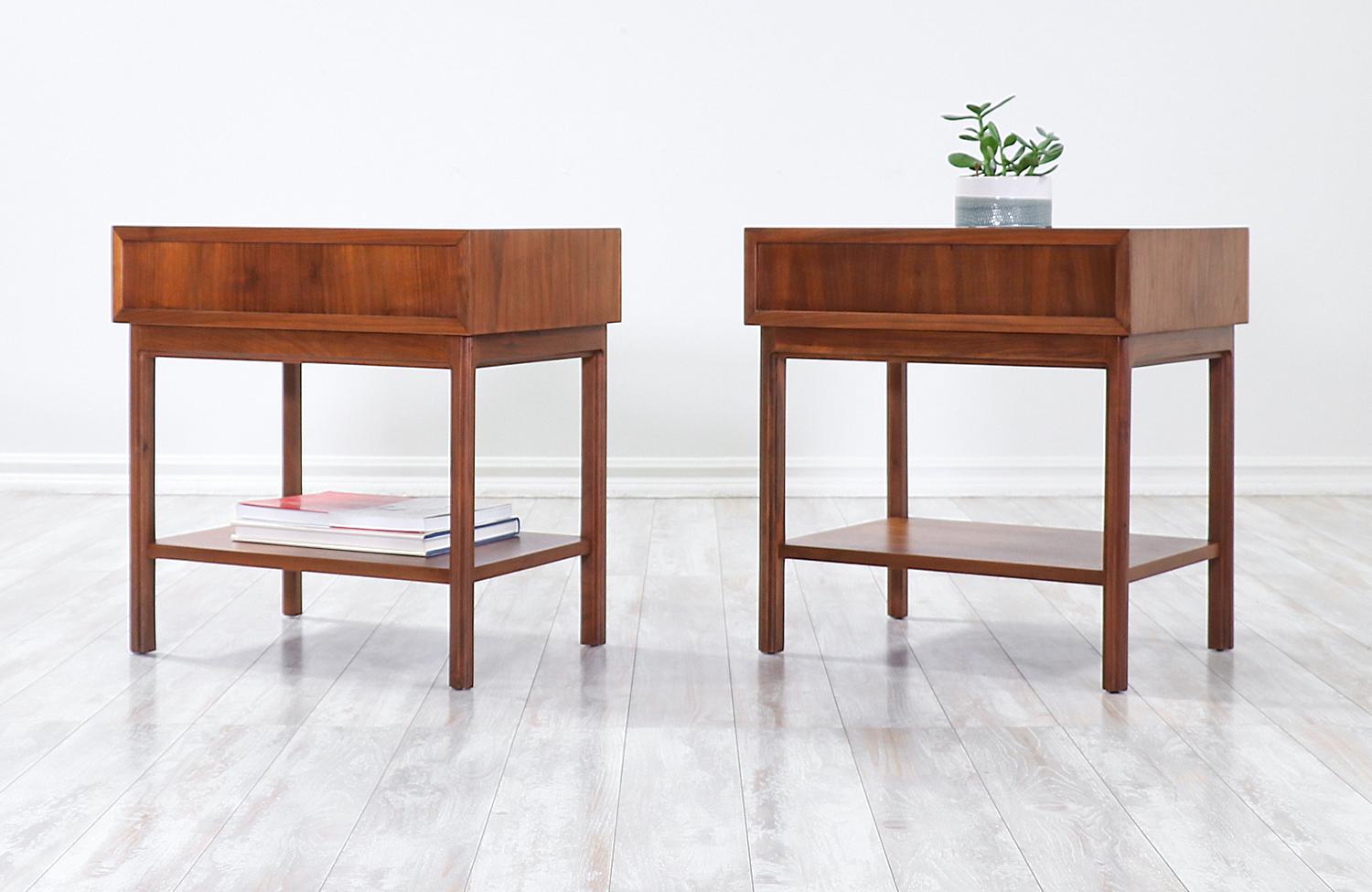 Mid-Century Modern Two-tier Nightstands Designed by Jack Cartwright for Founders circa 1963