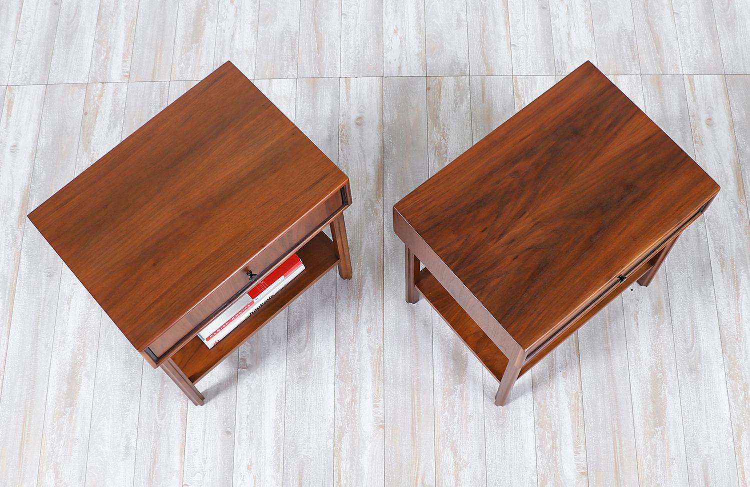 Two-tier Nightstands Designed by Jack Cartwright for Founders circa 1963 In Excellent Condition In Los Angeles, CA