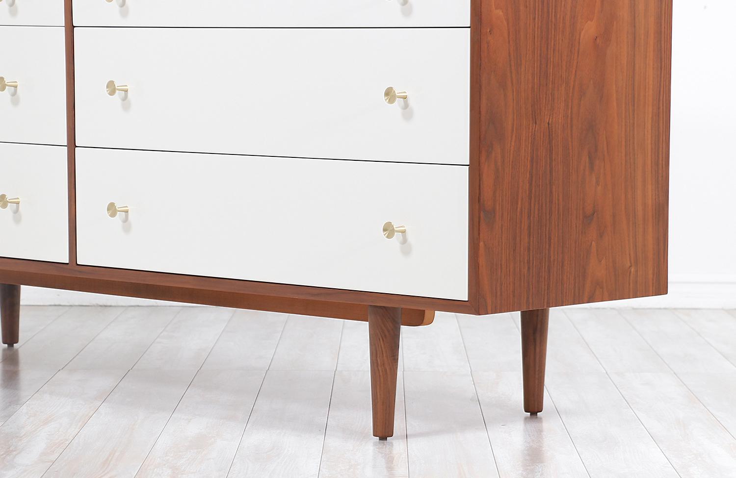 Wood Milo Baughman Two-Tone Walnut and Lacquered Dresser for Glenn of California