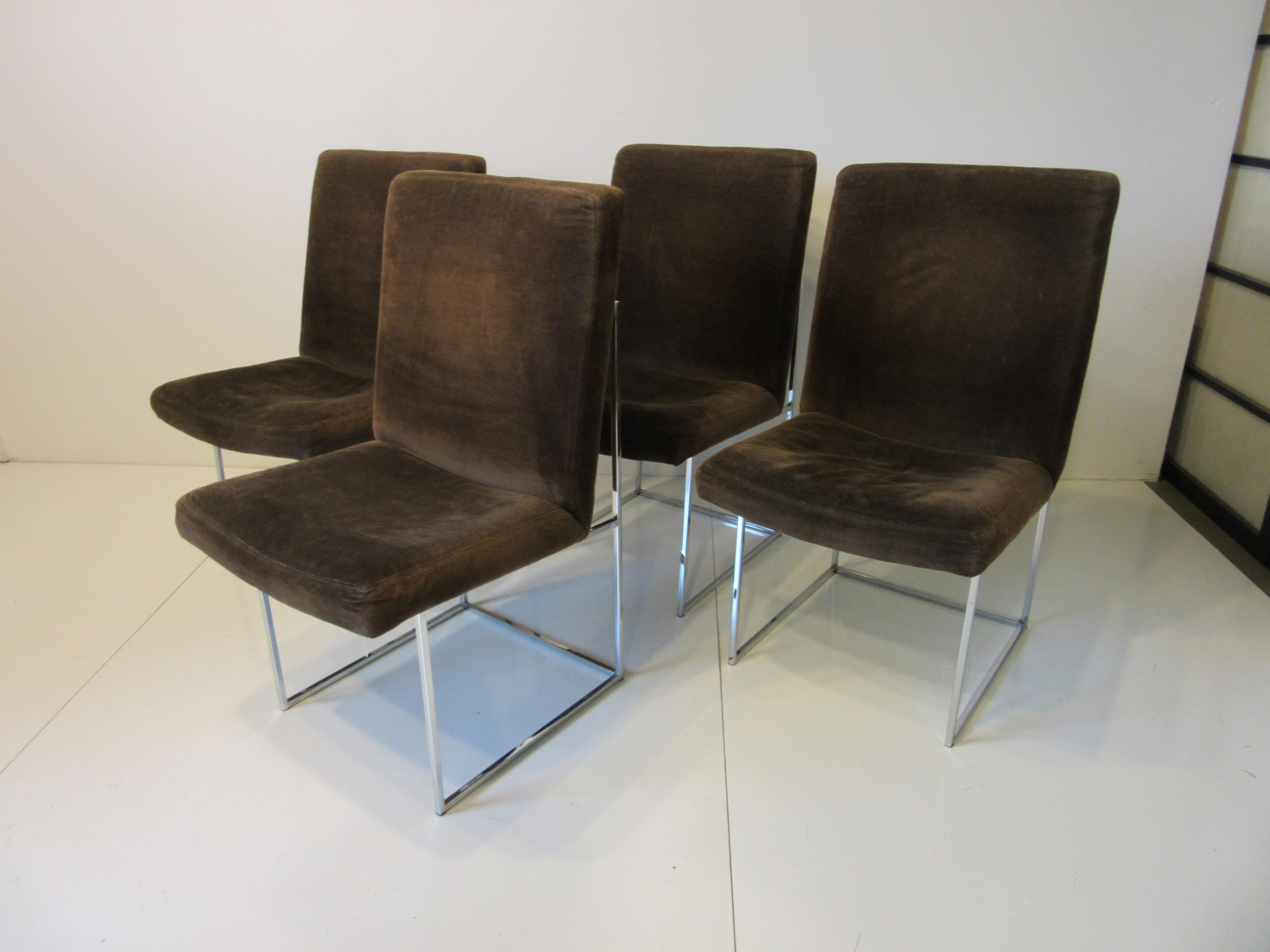Milo Baughman Upholstered and Chrome Dining Chairs for Thayer Coggin 8