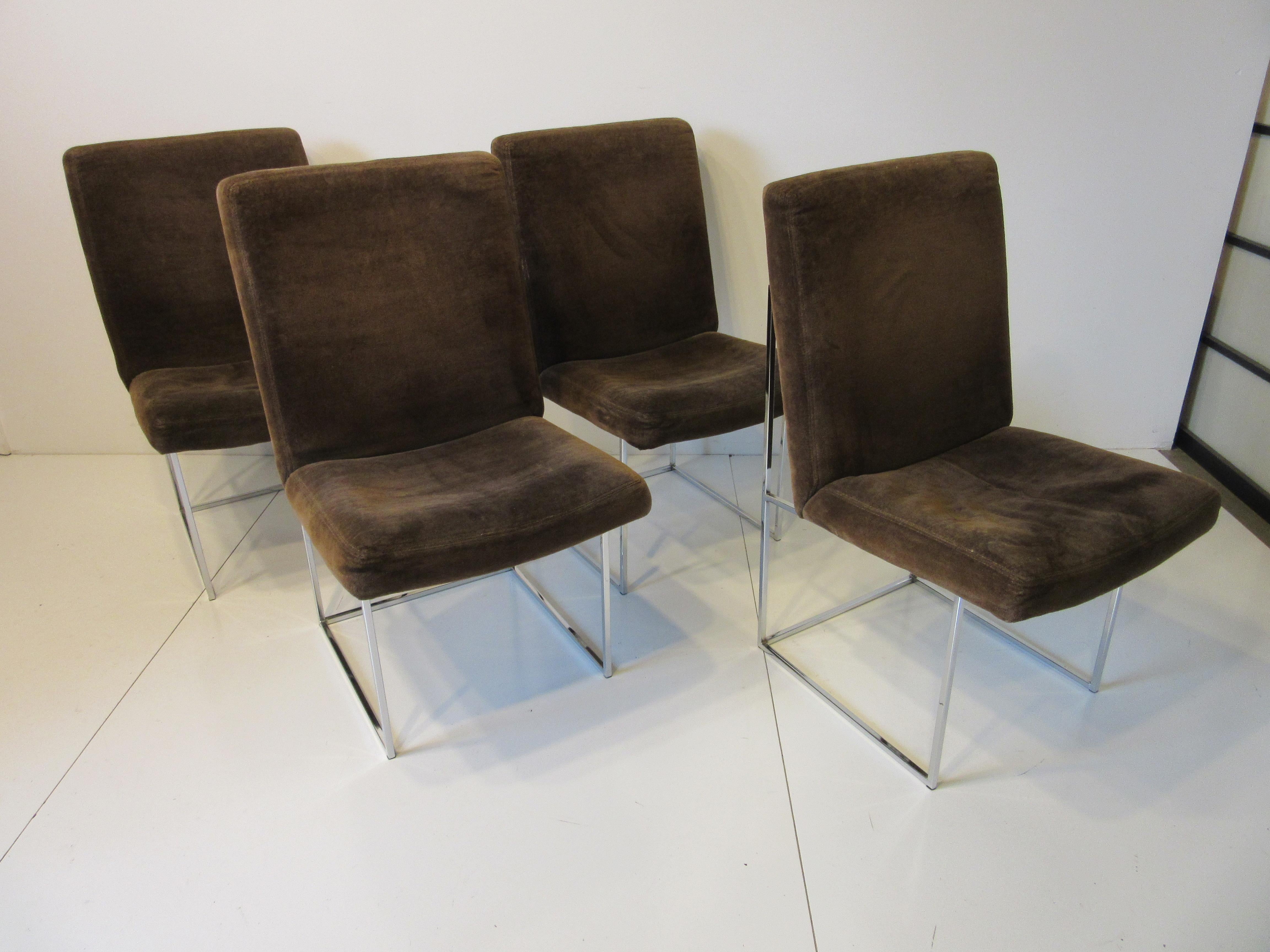 Milo Baughman Upholstered and Chrome Dining Chairs for Thayer Coggin 1