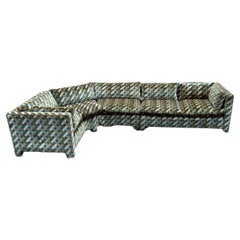 Milo Baughman Velvet Cut Lattice Parsons Sectional