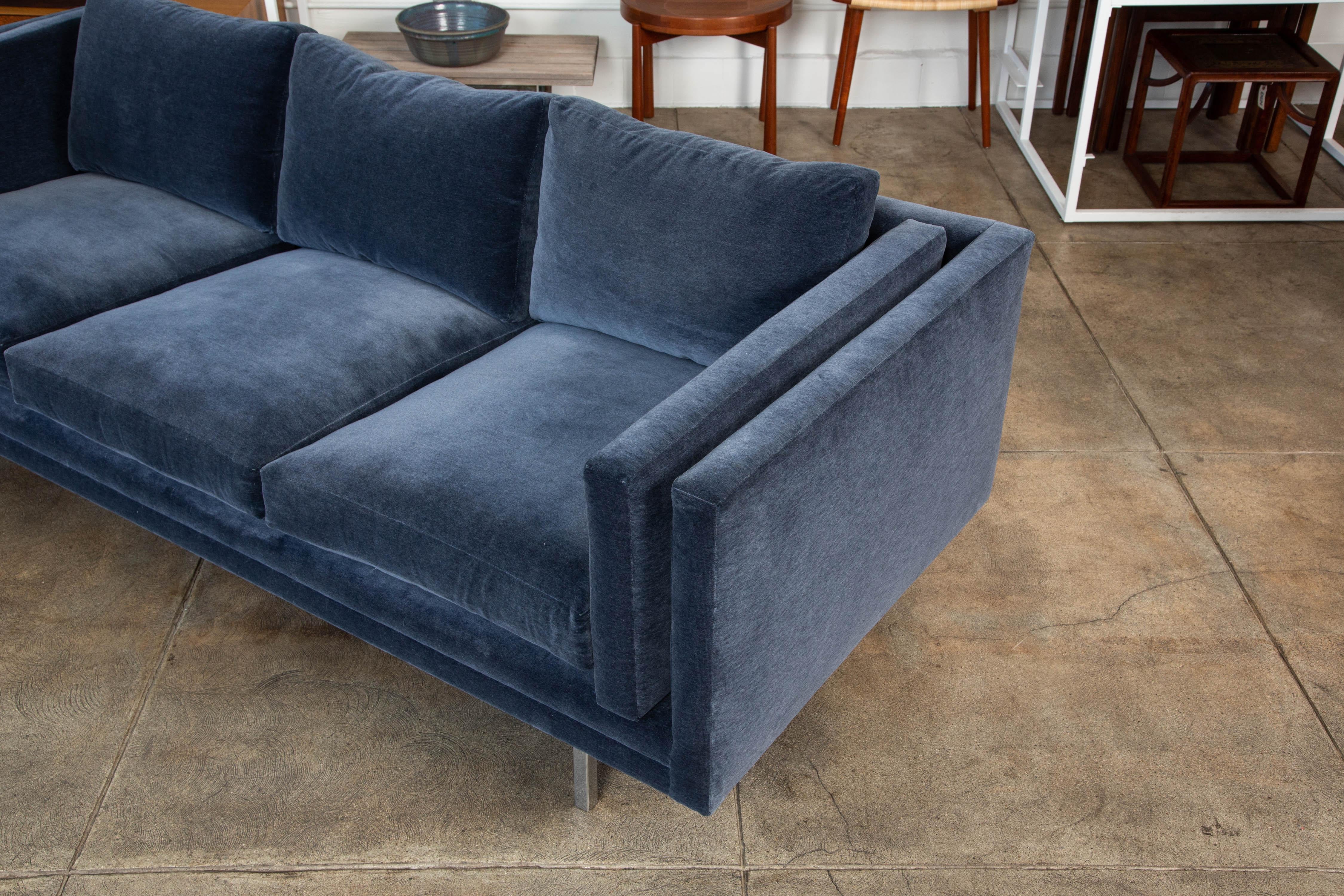 Milo Baughman Velvet Sofa for Thayer Coggin 3