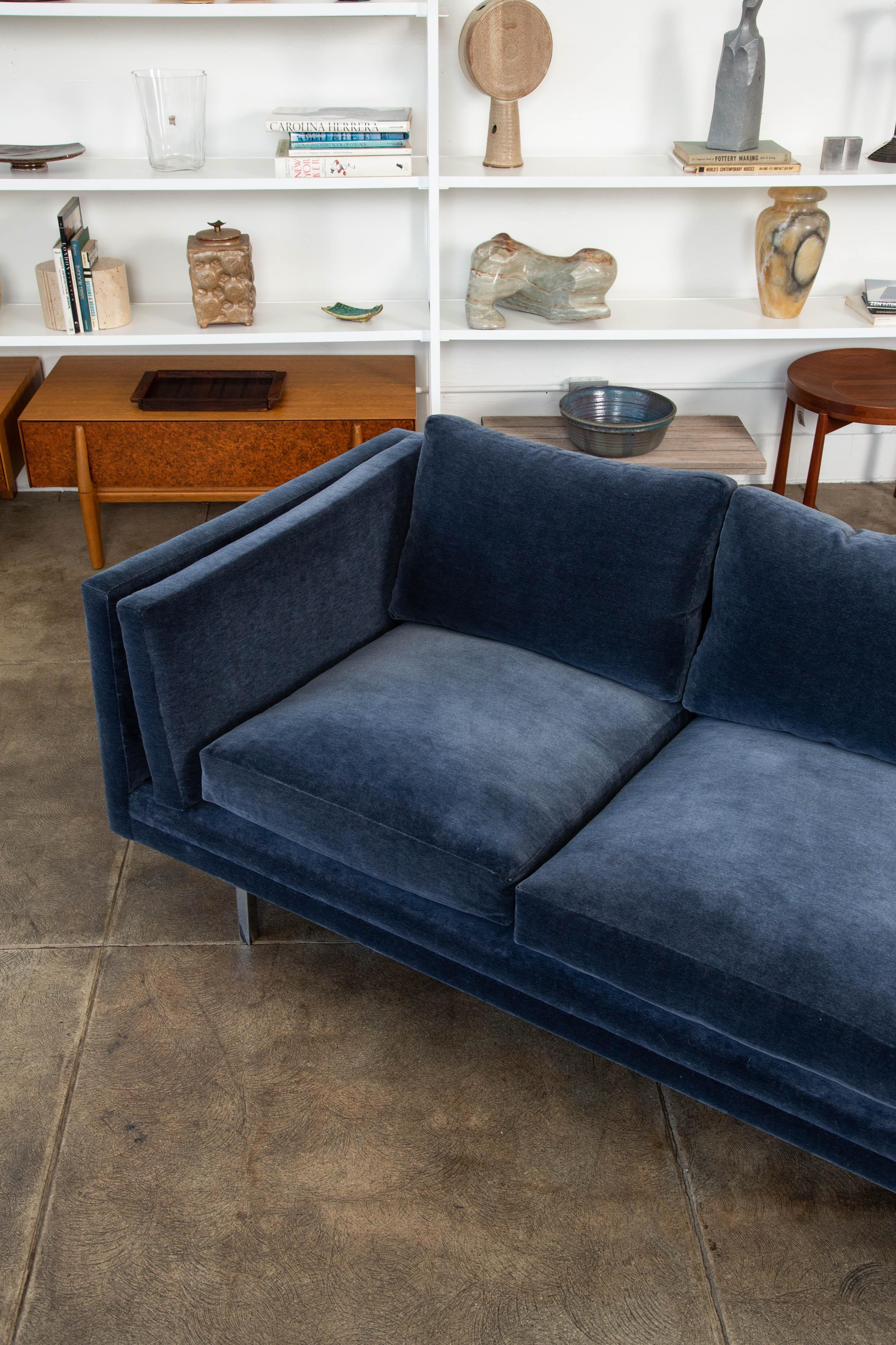 Milo Baughman Velvet Sofa for Thayer Coggin 4