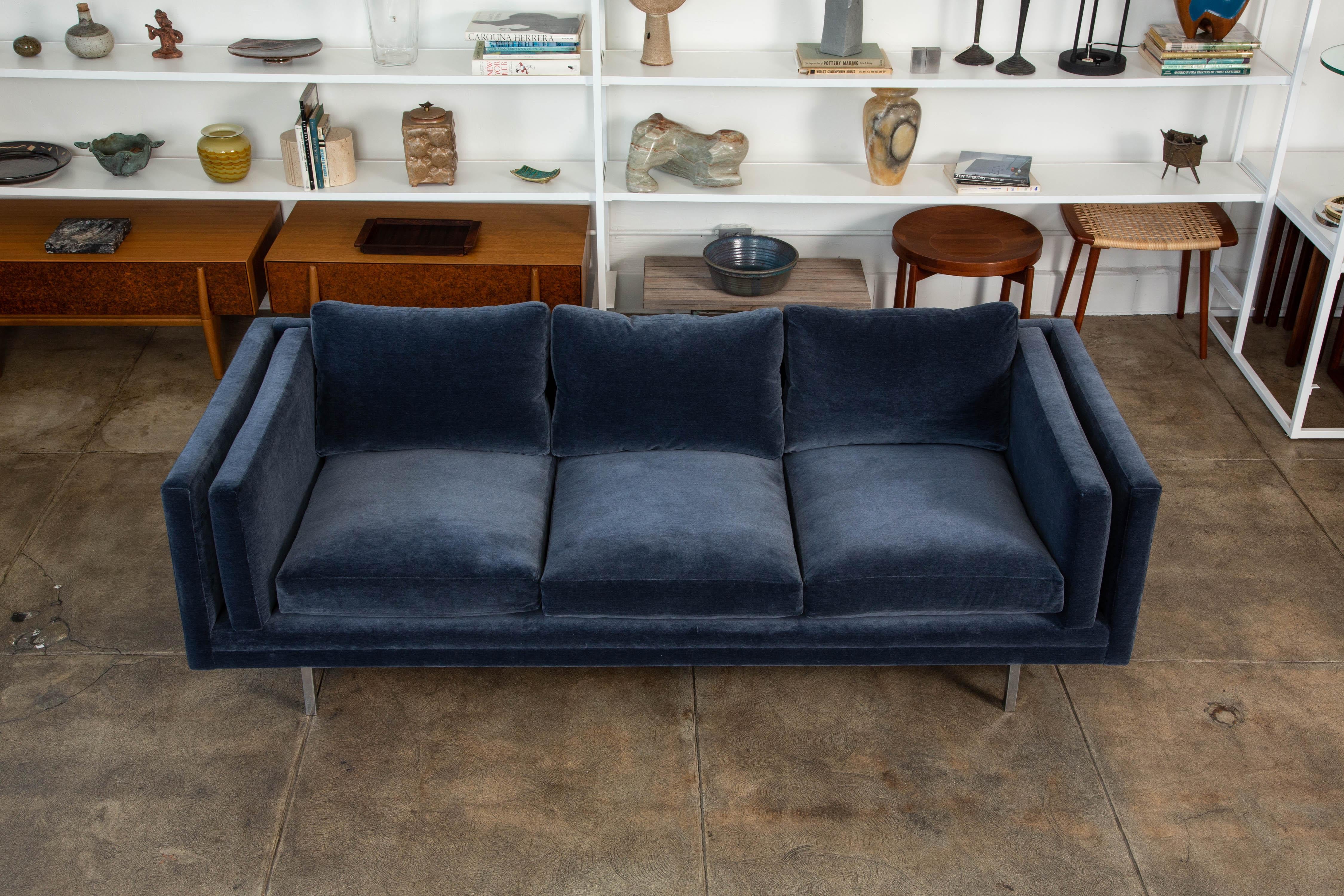 Milo Baughman Velvet Sofa for Thayer Coggin In Excellent Condition In Los Angeles, CA