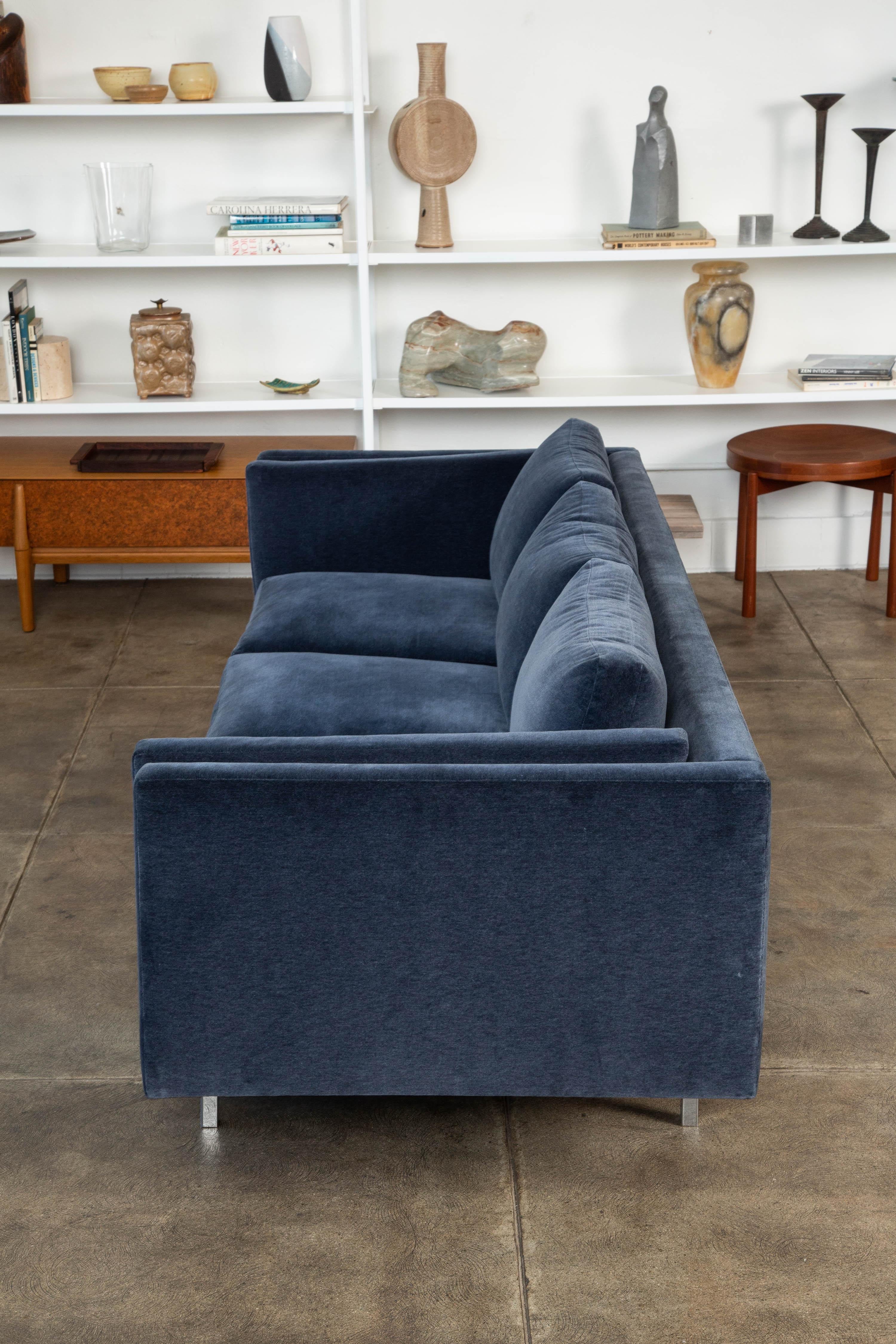 Mid-20th Century Milo Baughman Velvet Sofa for Thayer Coggin