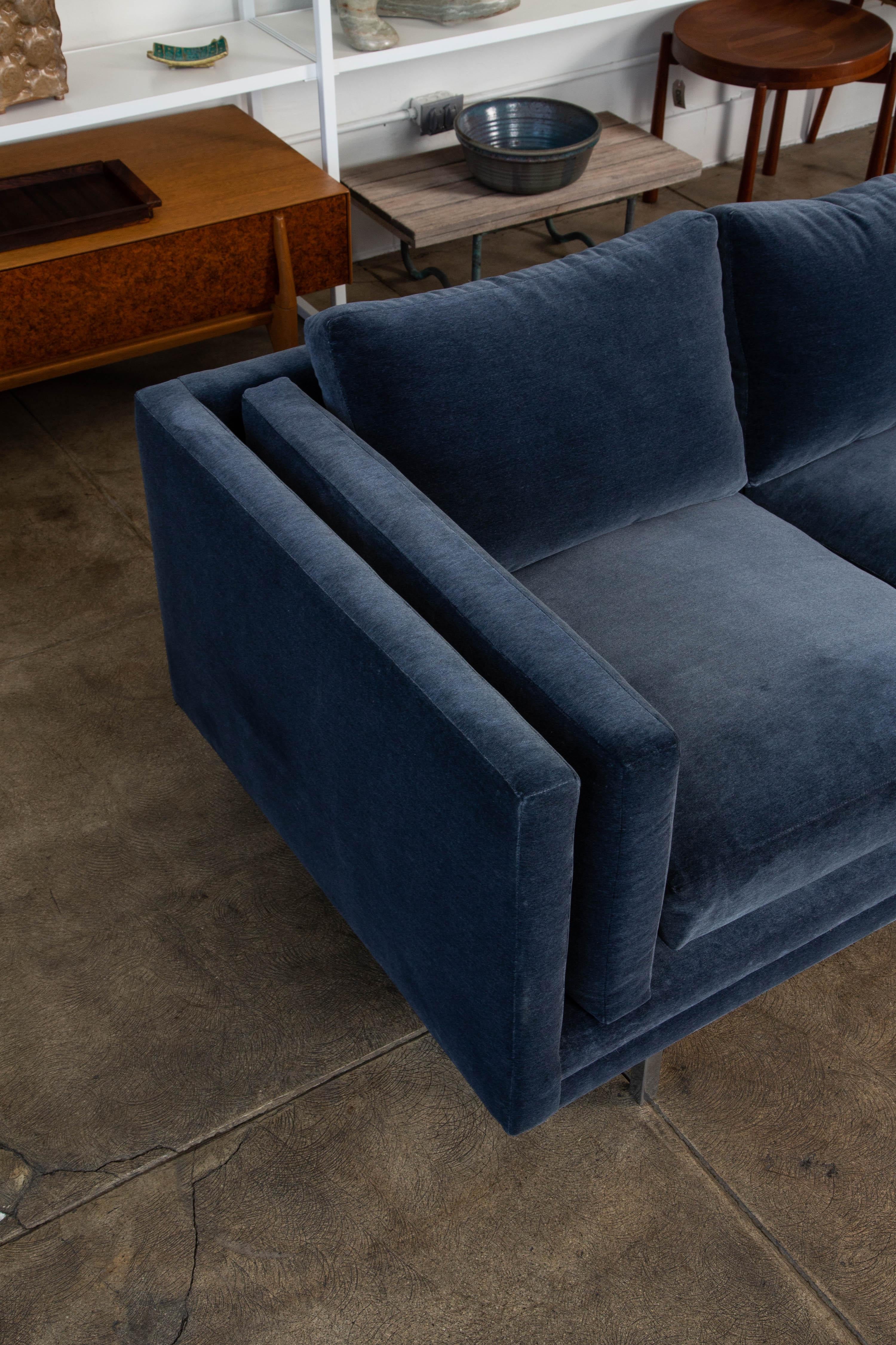 Upholstery Milo Baughman Velvet Sofa for Thayer Coggin