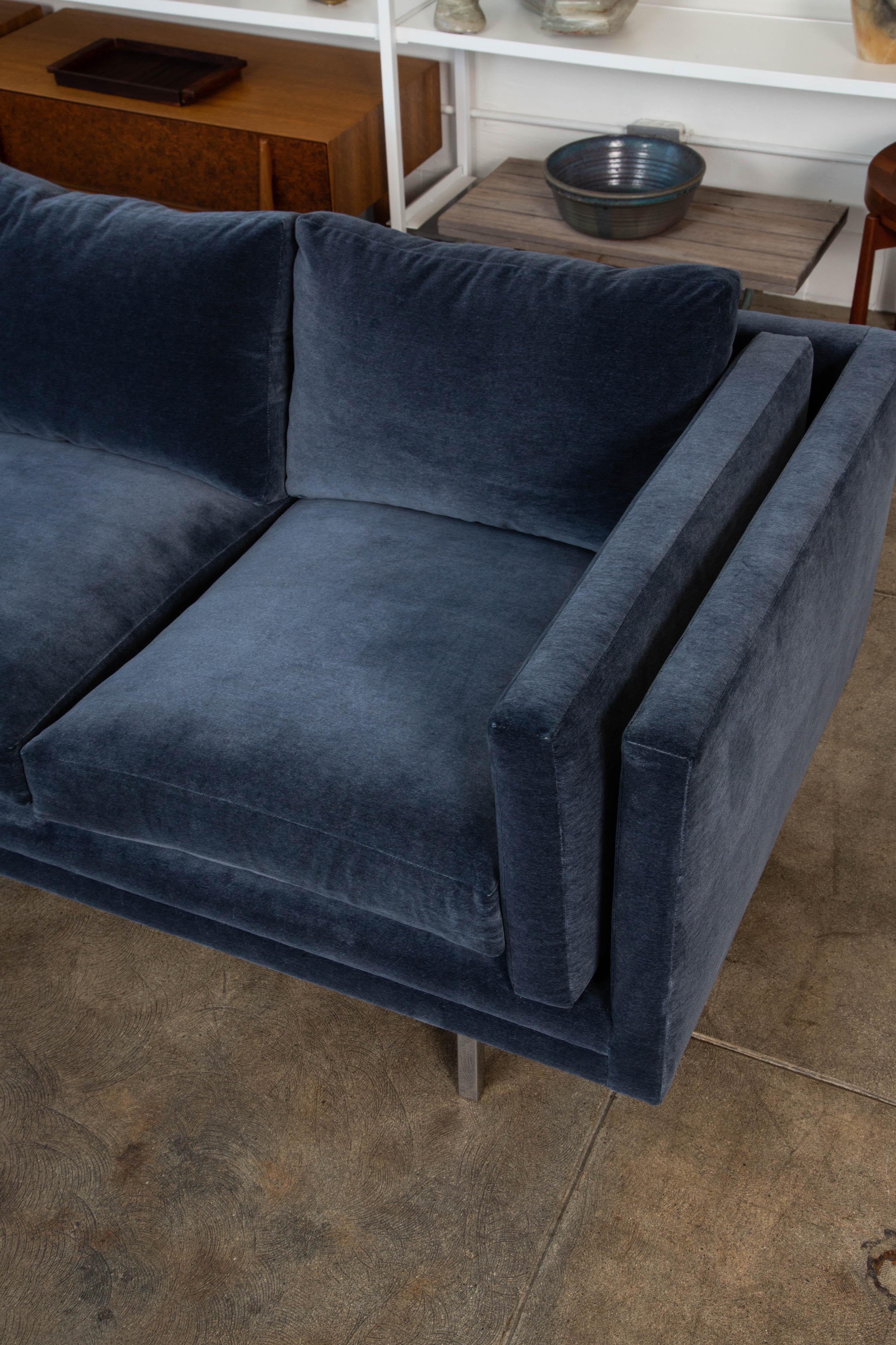 Milo Baughman Velvet Sofa for Thayer Coggin 1