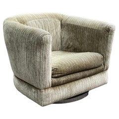 Milo Baughman Vintage Swivel Lounge Chair with Chrome Base