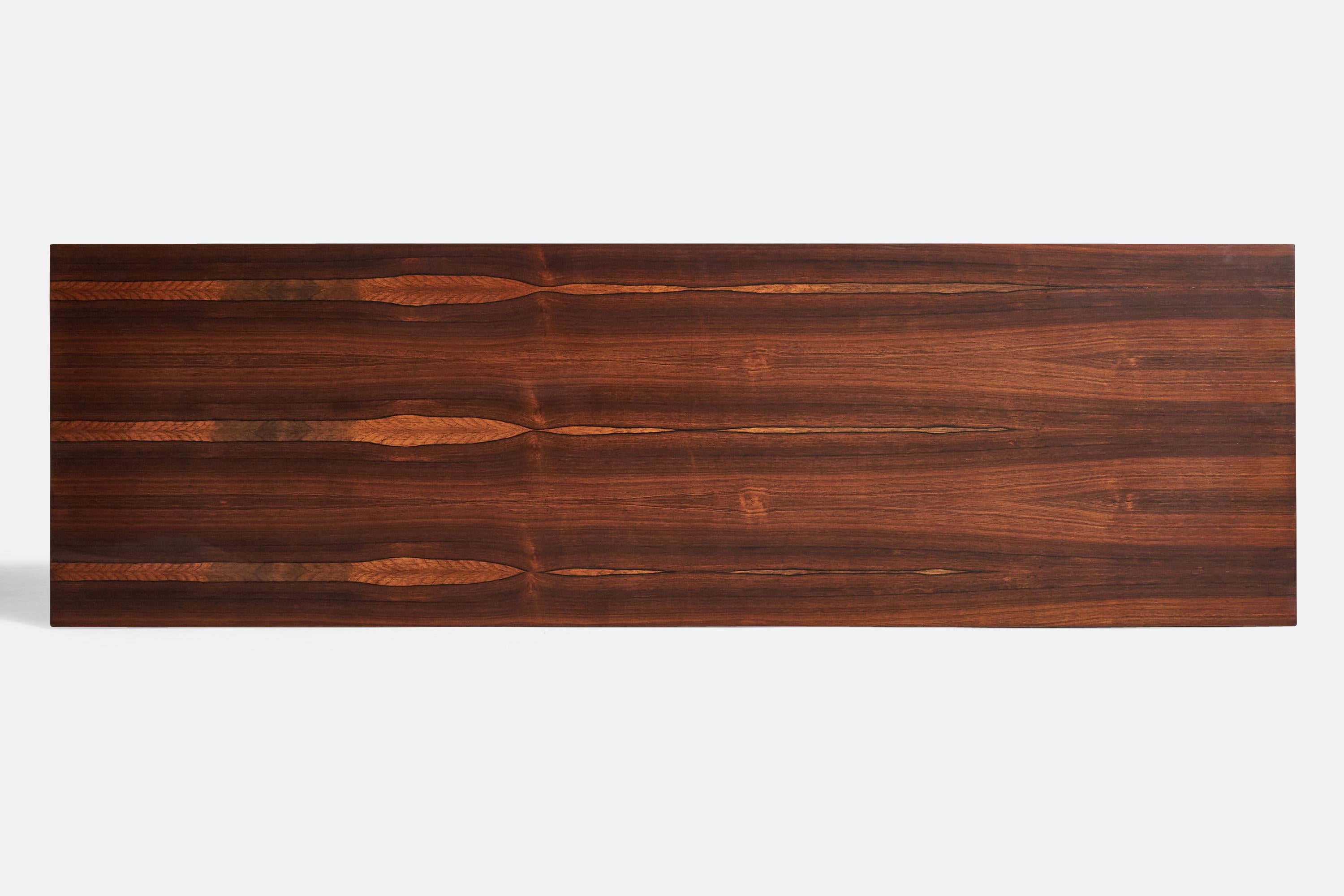 Mid-20th Century Milo Baughman, Wall-Mounted Desk or Console, Rosewood, Brass, USA, 1960s For Sale