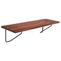 Milo Baughman, Wall-Mounted Desk or Console, Rosewood, Brass, USA, 1960s
