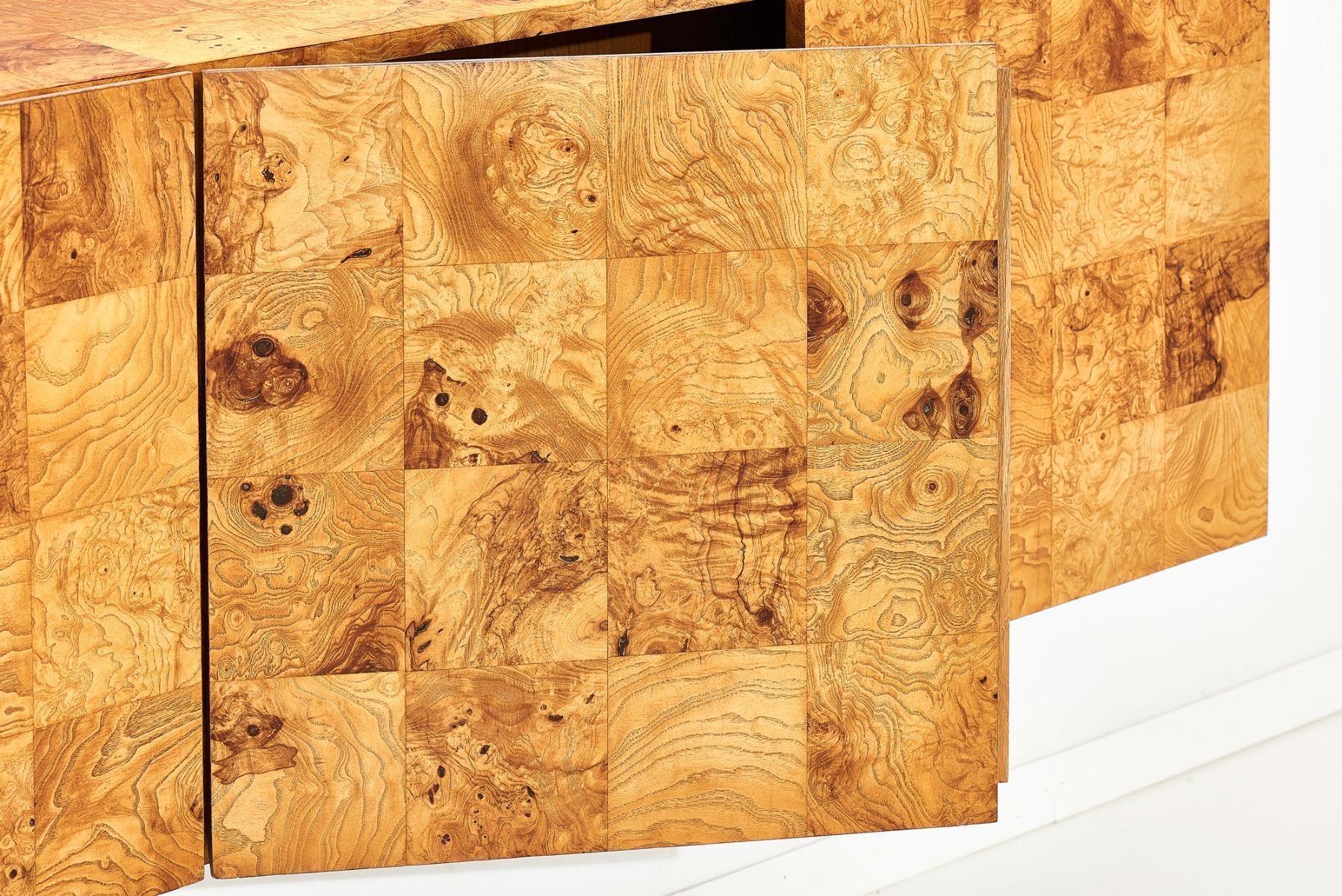 Central American Milo Baughman Wallmount Burl Wood Cabinet