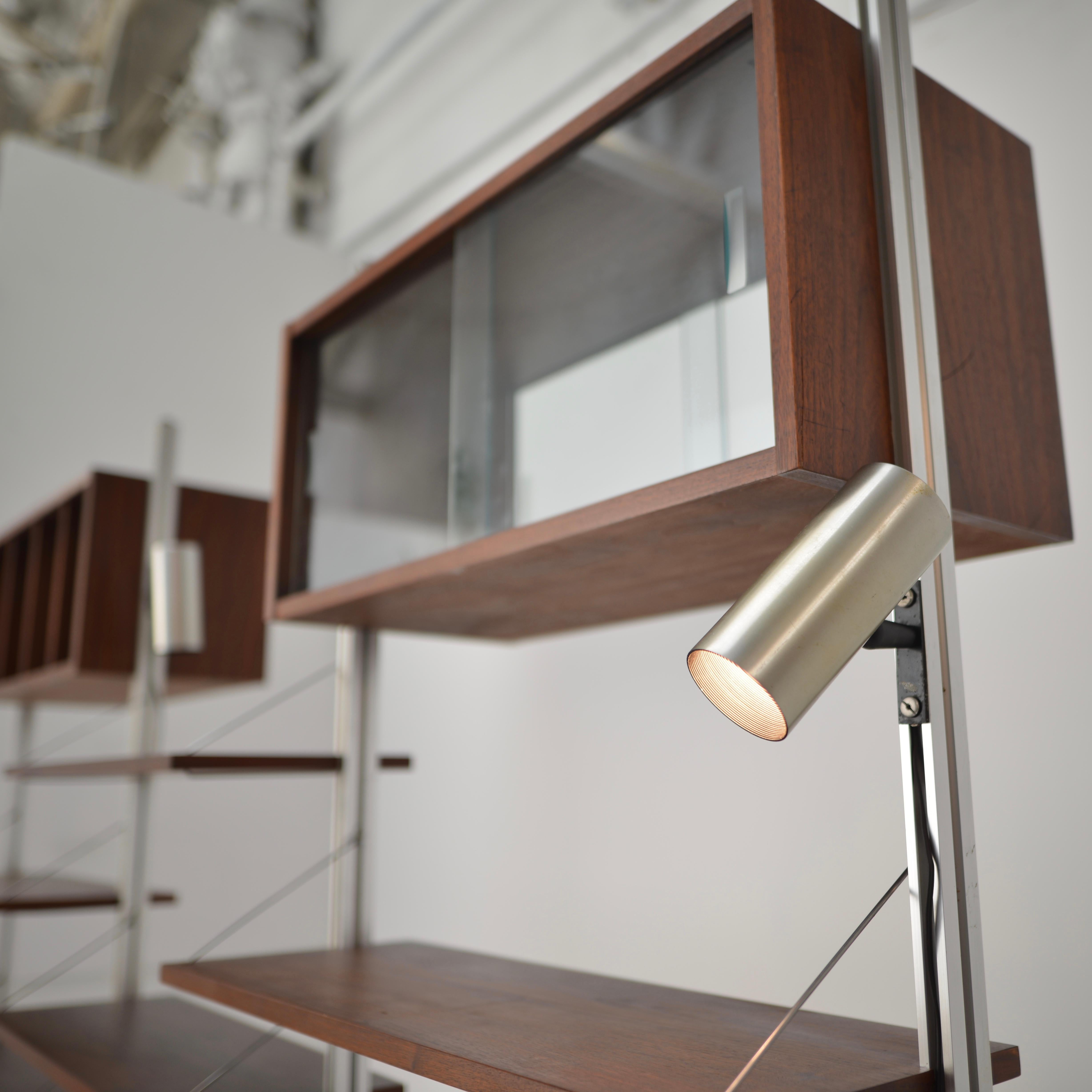 Milo Baughman Walnut and Aluminium Wall Unit by Founders In Excellent Condition In Los Angeles, CA