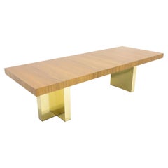 Milo Baughman Walnut and Brass Base Dining Table