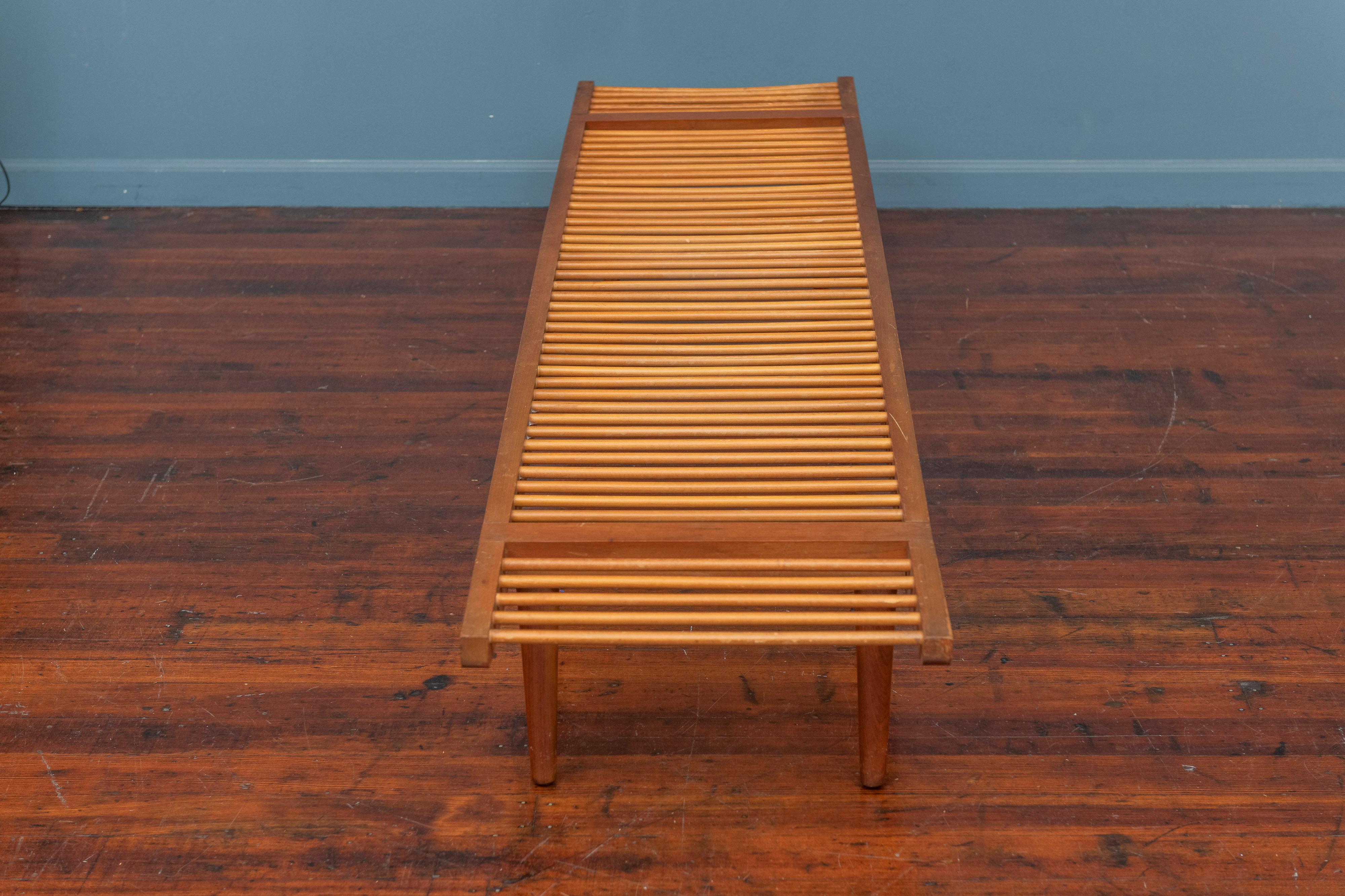 Milo Baughman Walnut and Maple Long Bench for Glenn In Good Condition In San Francisco, CA