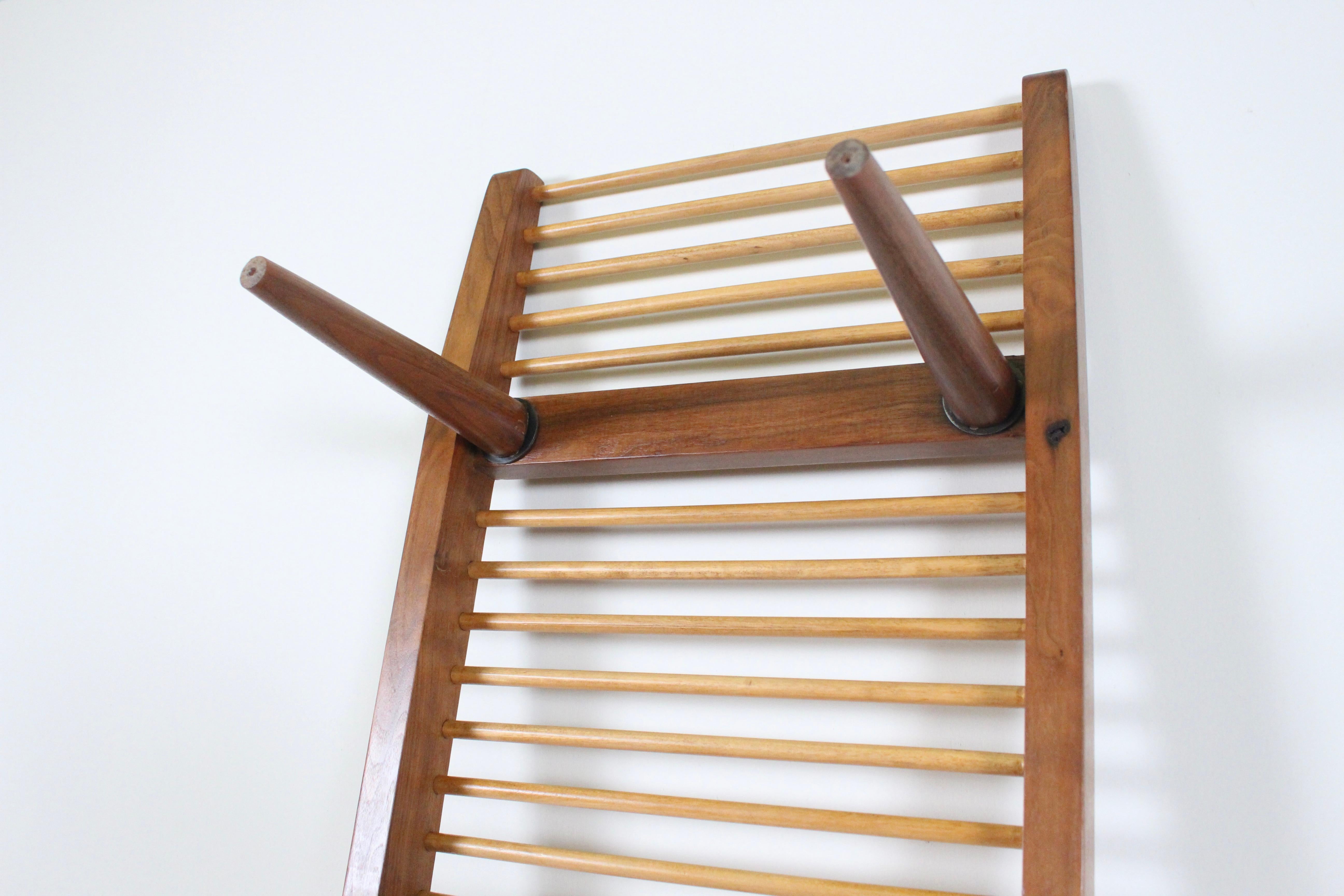 Milo Baughman Walnut and Maple Long Dowel Bench, 1950s For Sale 6