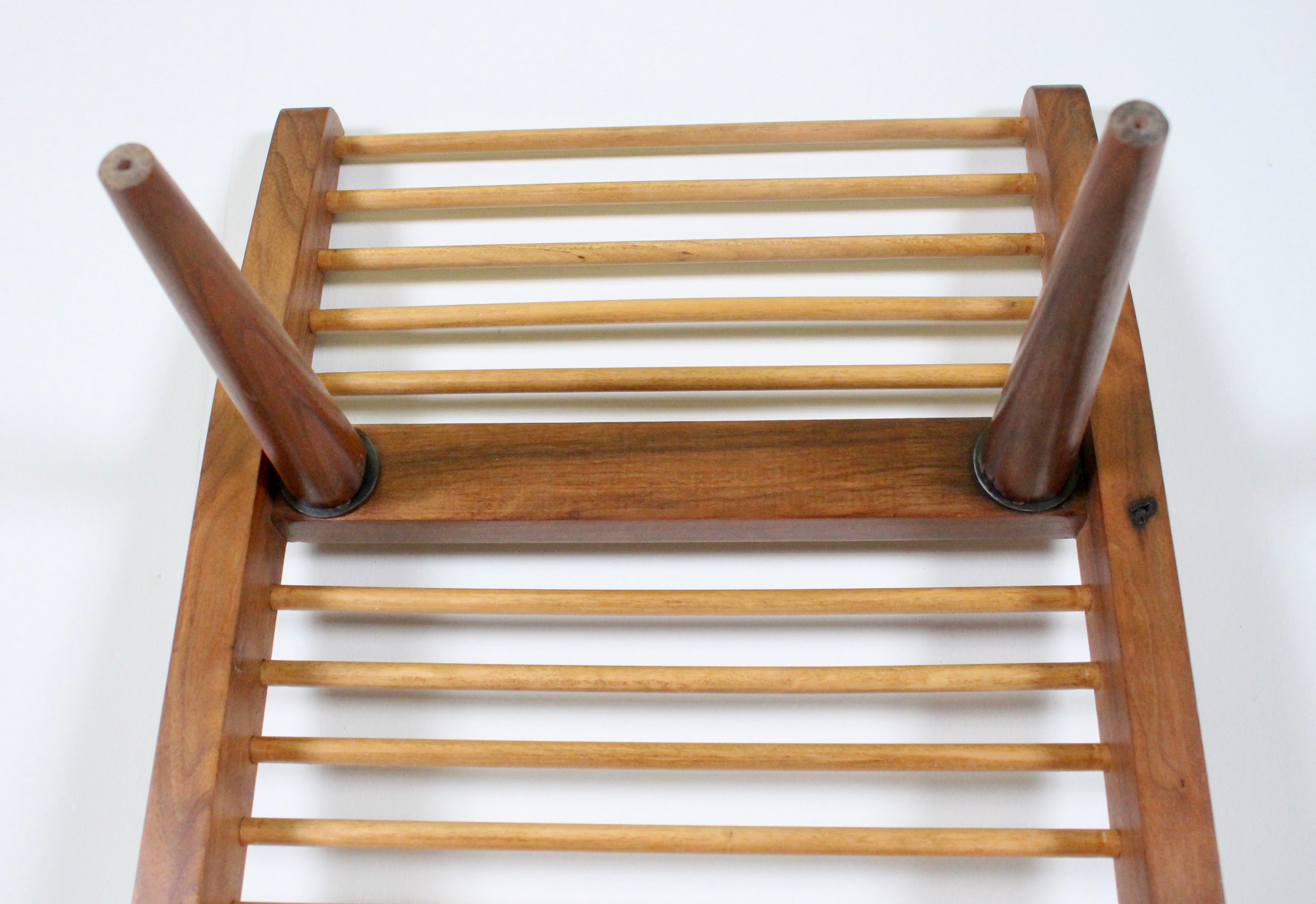 Milo Baughman Walnut and Maple Long Dowel Bench, 1950s 7